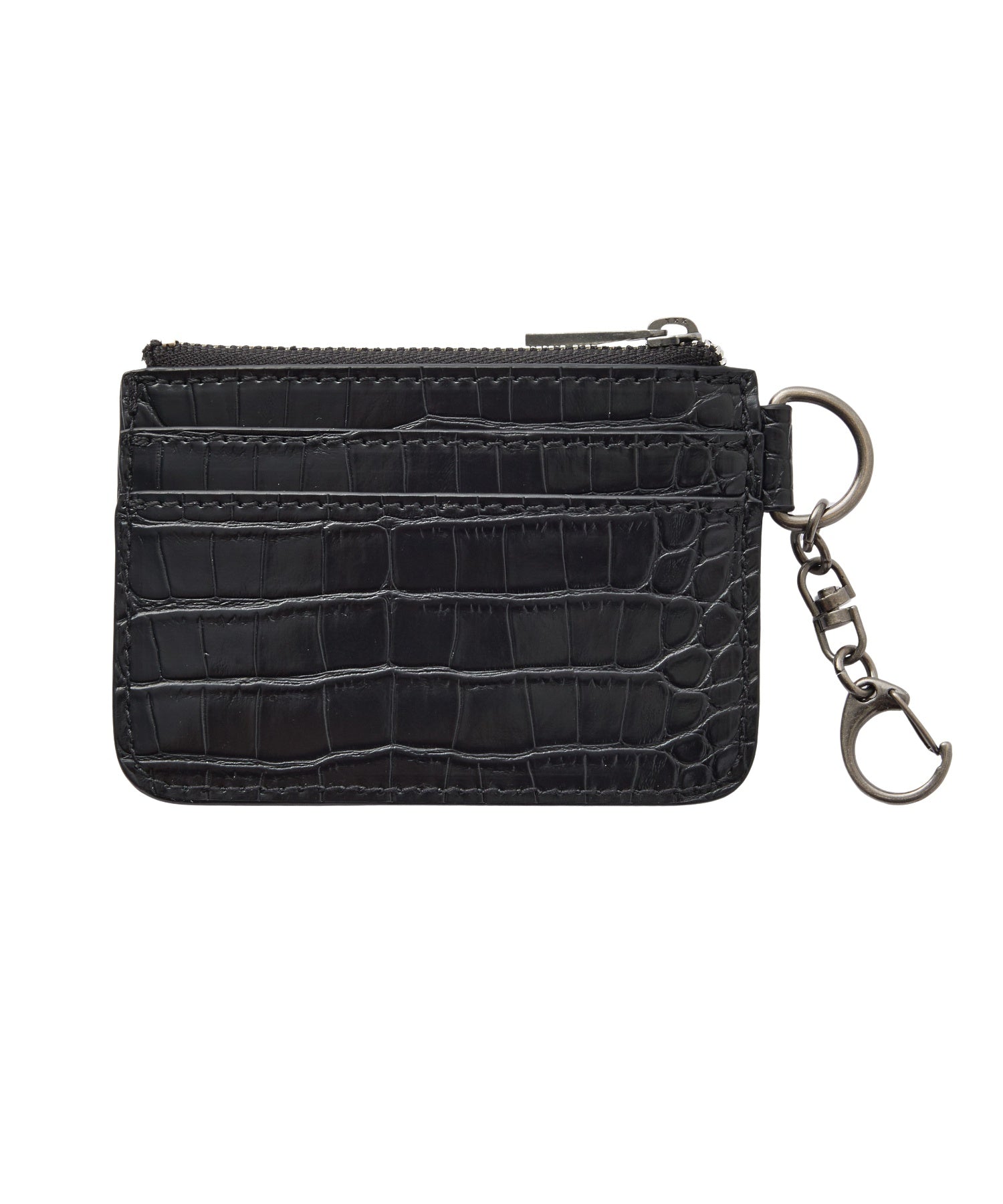 MILLS LOGO FAUX CROCO CARD CASE