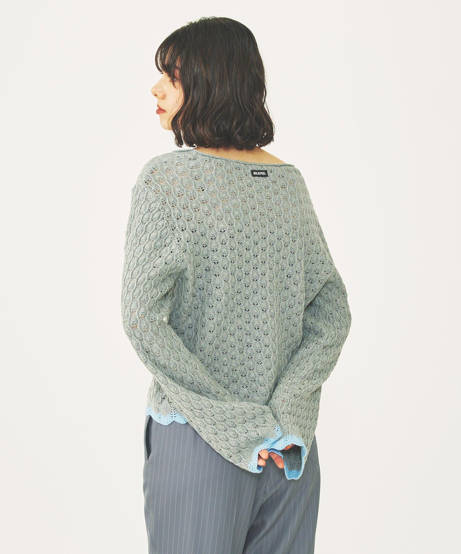 SCALLOP HEM KNIT CARDIGAN