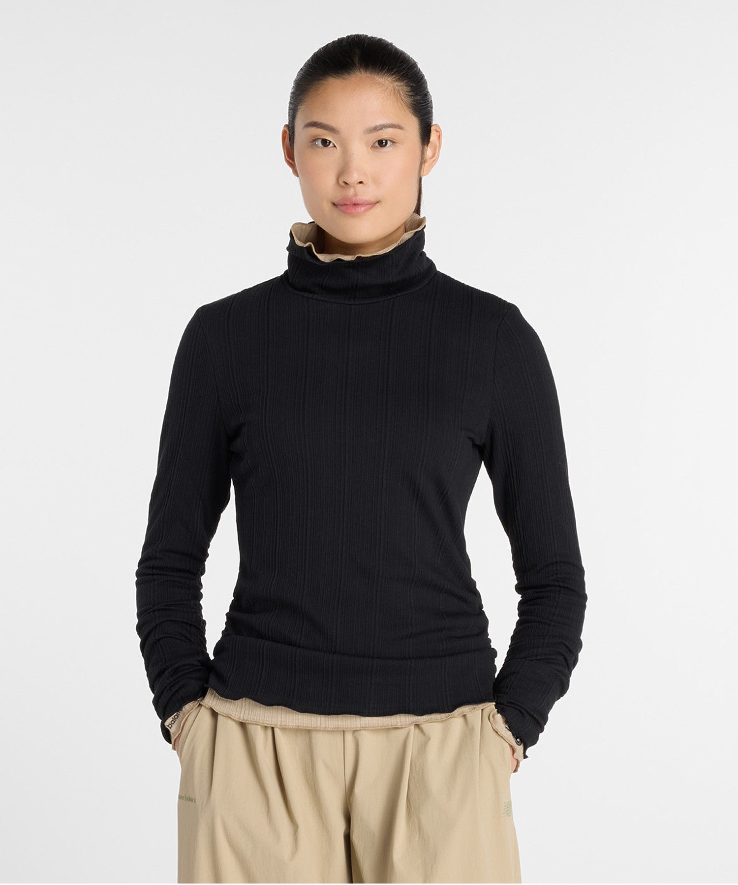 NEW BALANCE/ニューバランス/W NB Grey COLOR BLOCK L/S TOP WT61O1JA