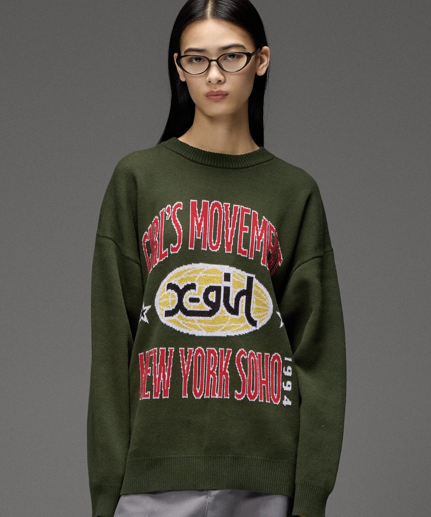 WORLD LOGO JACQUARD KNIT TOP