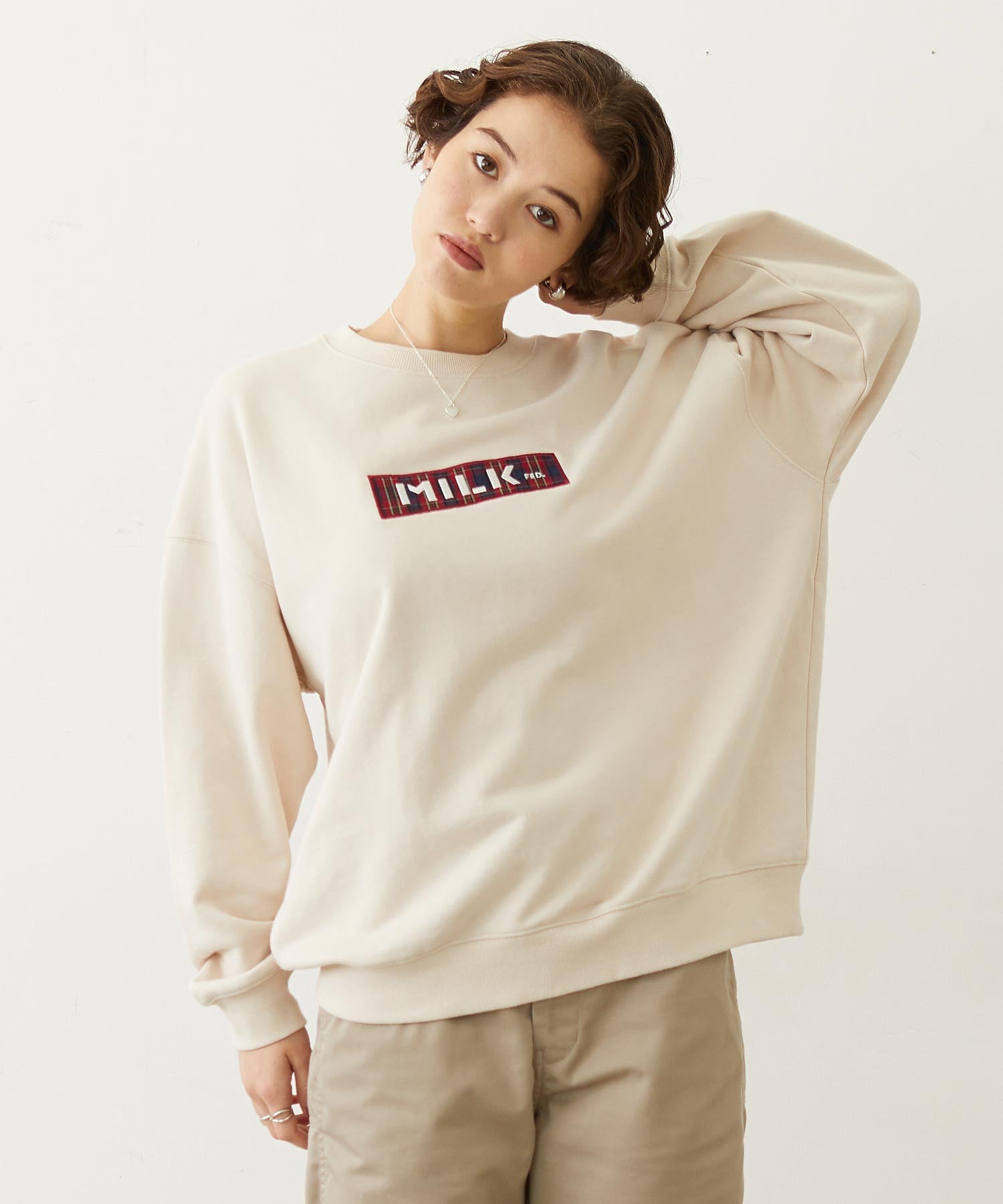 CHECKERED BAR LOGO SWEAT TOP