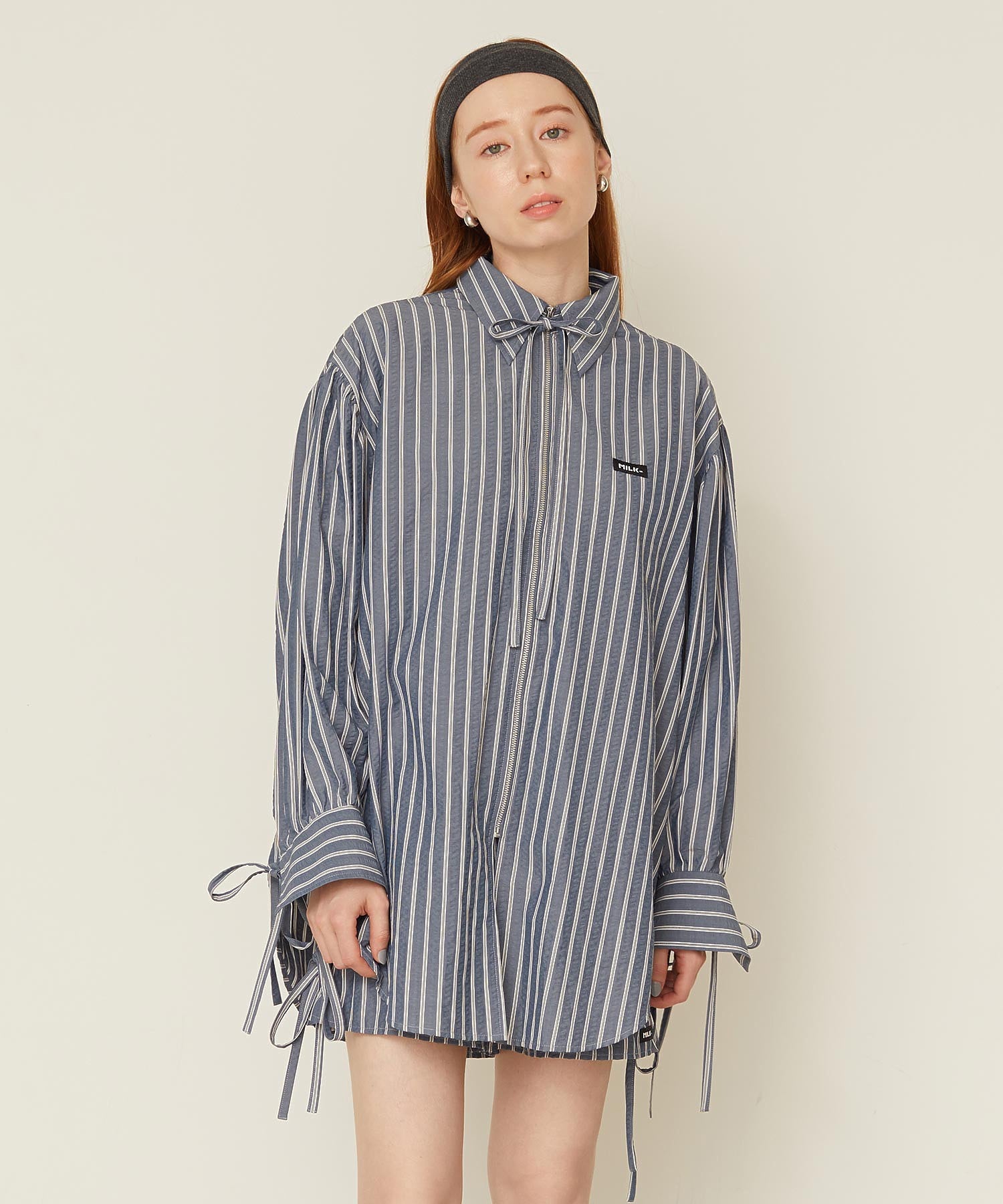 STRIPED ZIP UP SHIRT