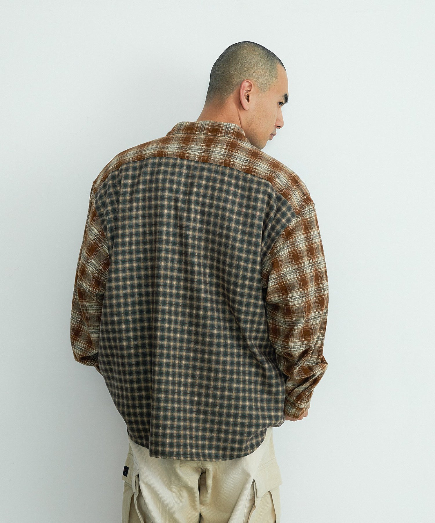 PLAID PANEL L/S SHIRT