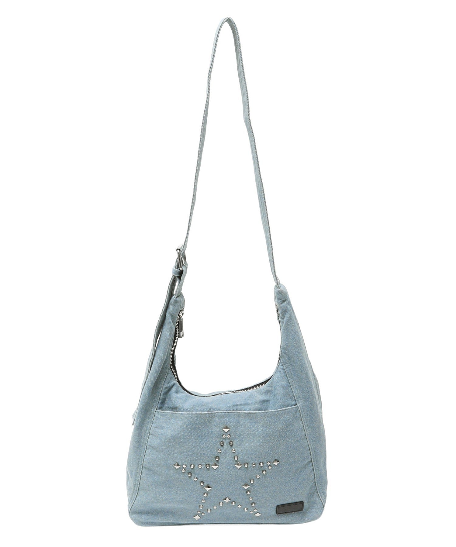 STUDDED DENIM SHOULDER BAG