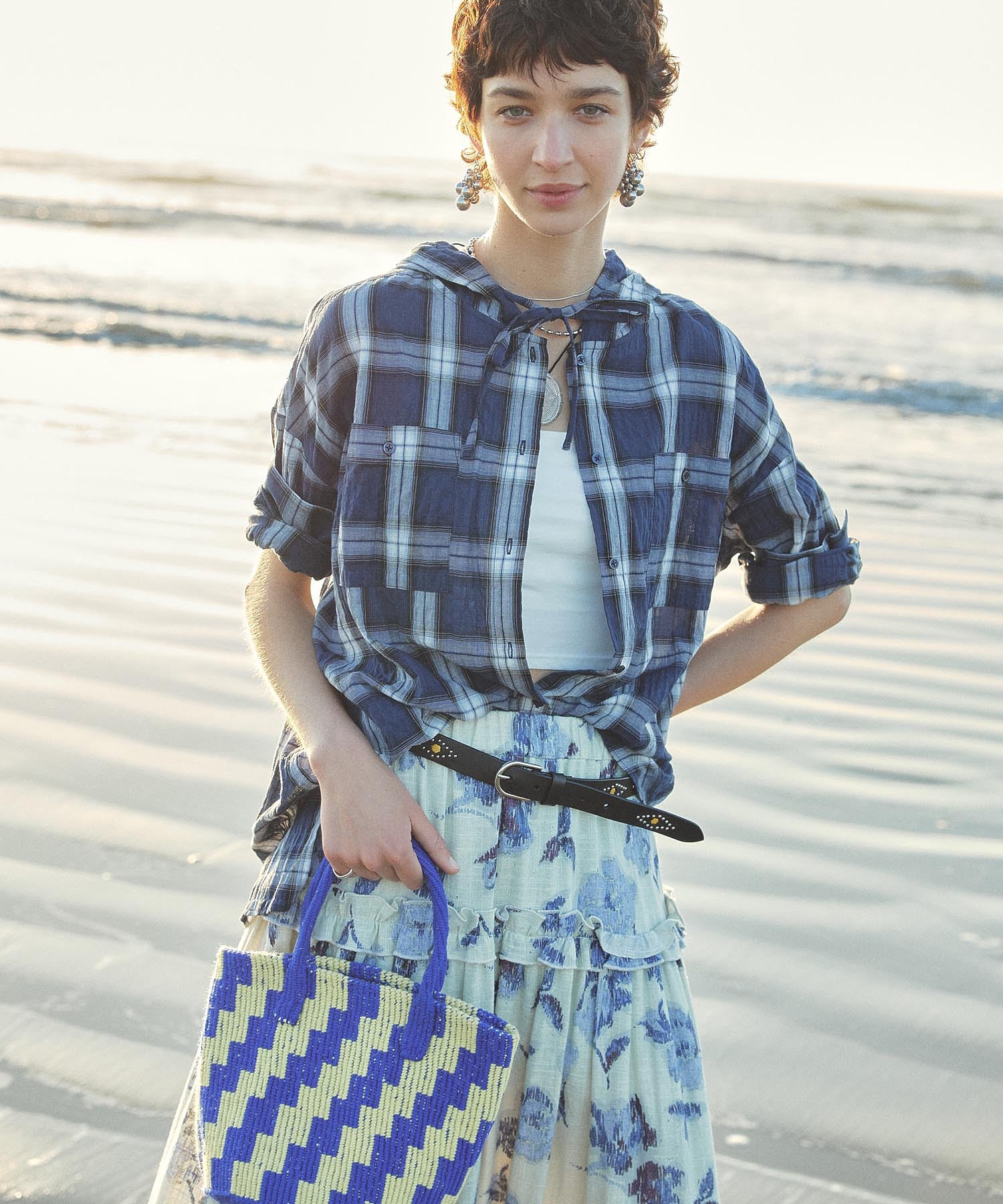 ROSE PRINT GATHERED SKIRT