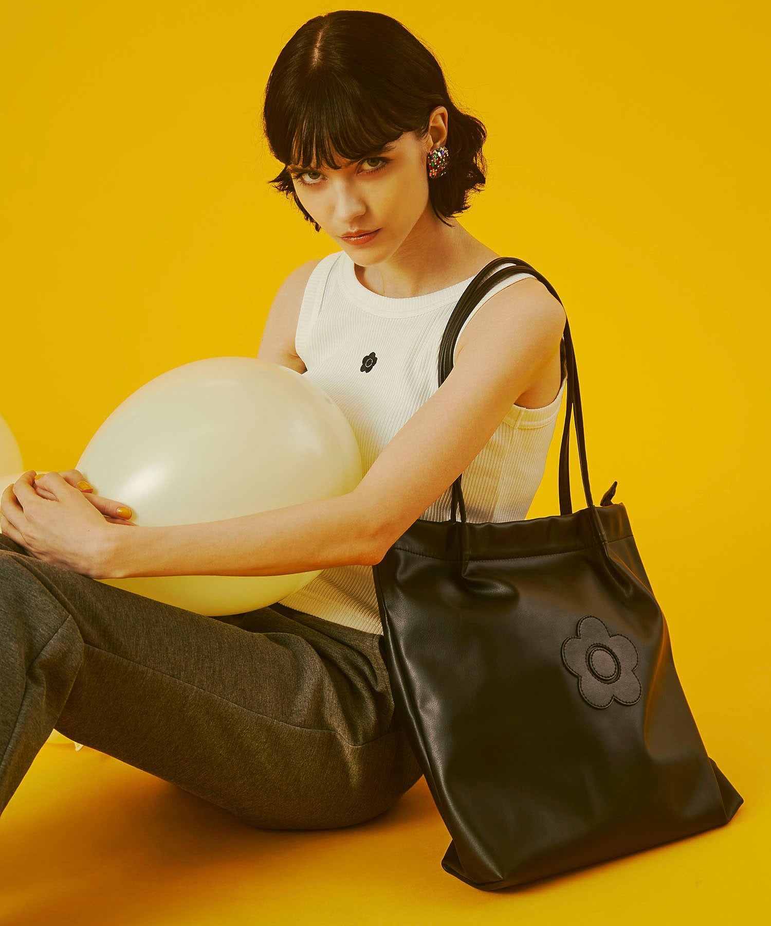 MARY QUANT/DAISY SYNTHETIC LEATHER TOTE