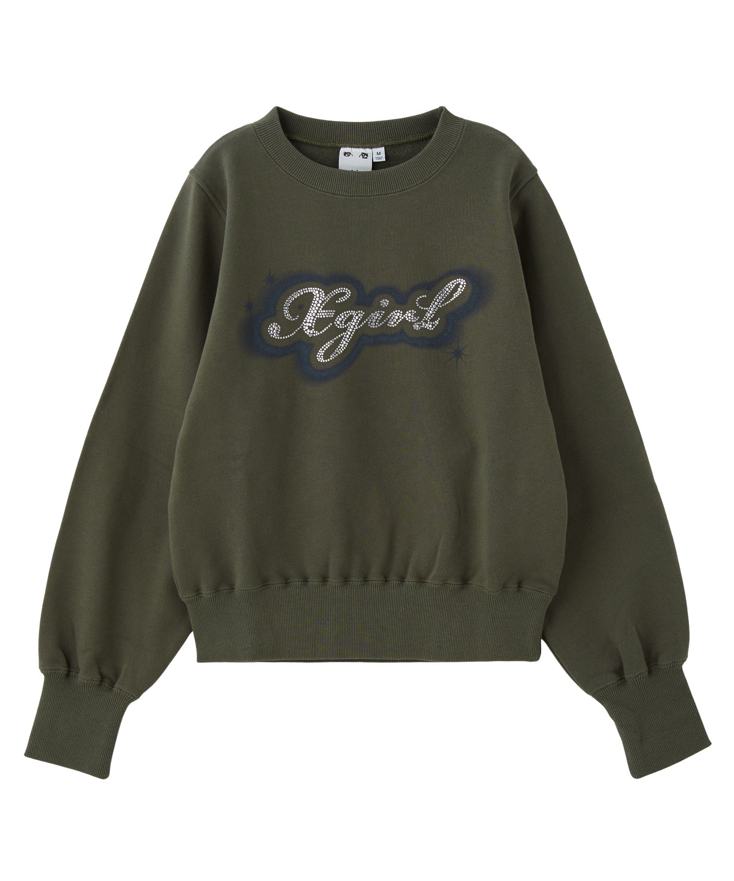 RHINESTONE AND SPRAY LOGO CREWNECK SWEATSHIRT