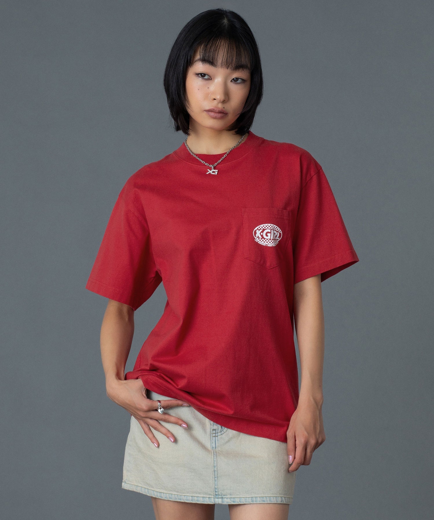 CHECKER OVAL LOGO POCKET S/S TEE