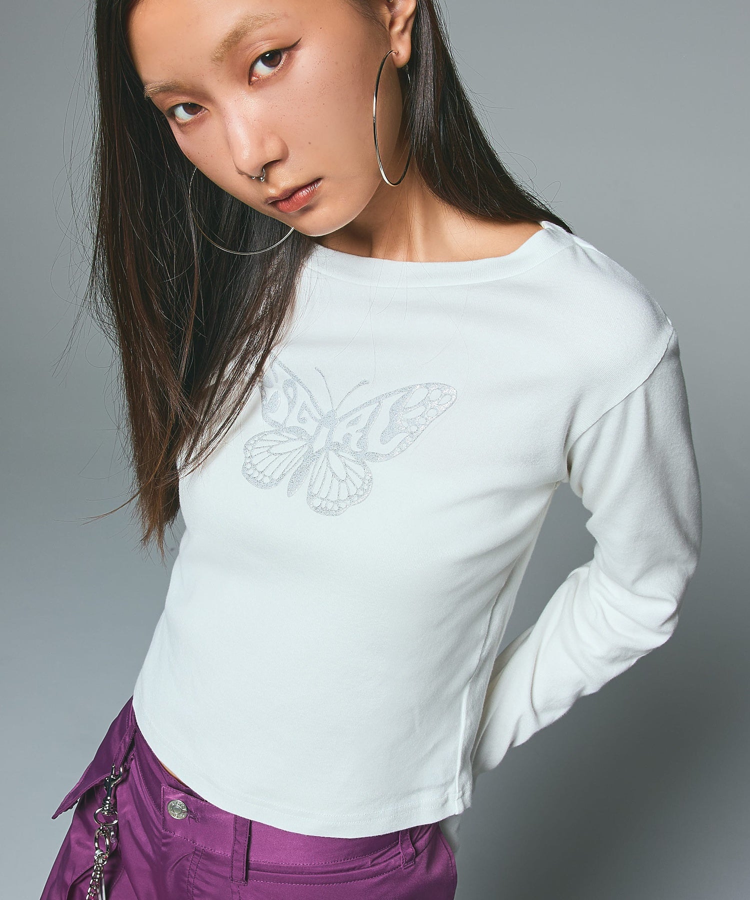 BUTTERFLY FOAM PRINT L/S BABY TEE