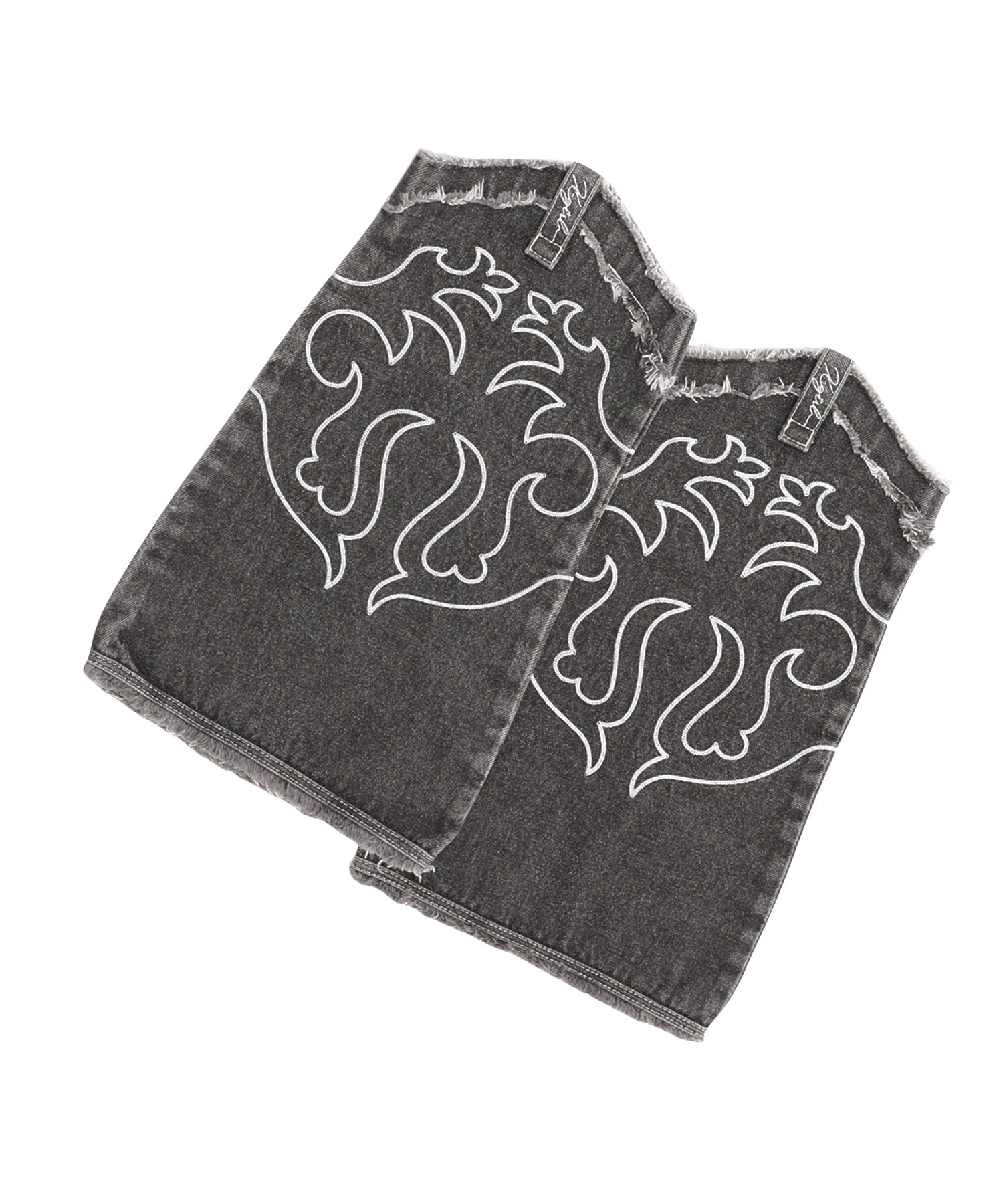 EMBROIDERED DENIM LEG WARMER