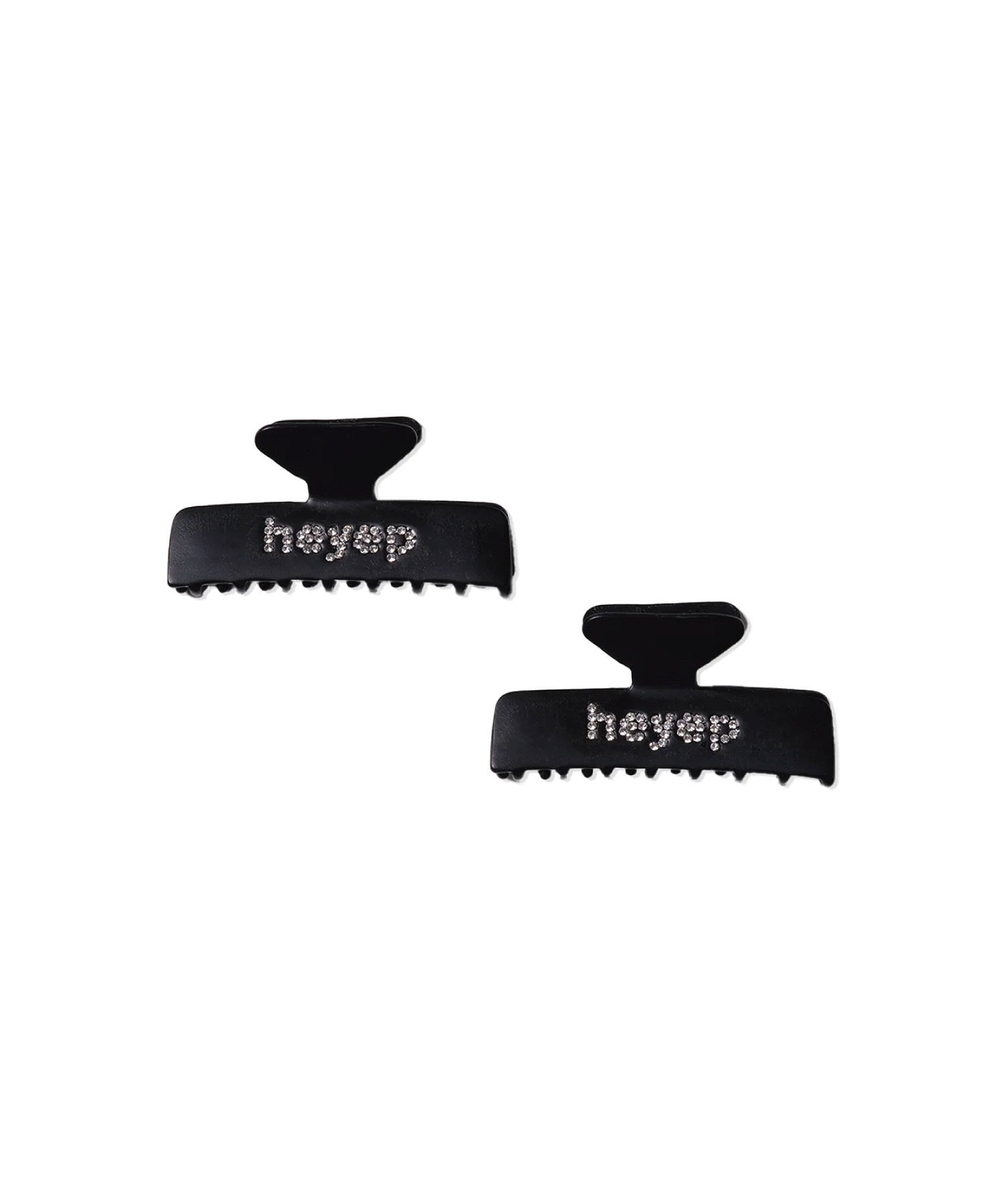heyep/LOGO RHINESTONE SQUARE HAIR CLIPS － 2 PIECE SET