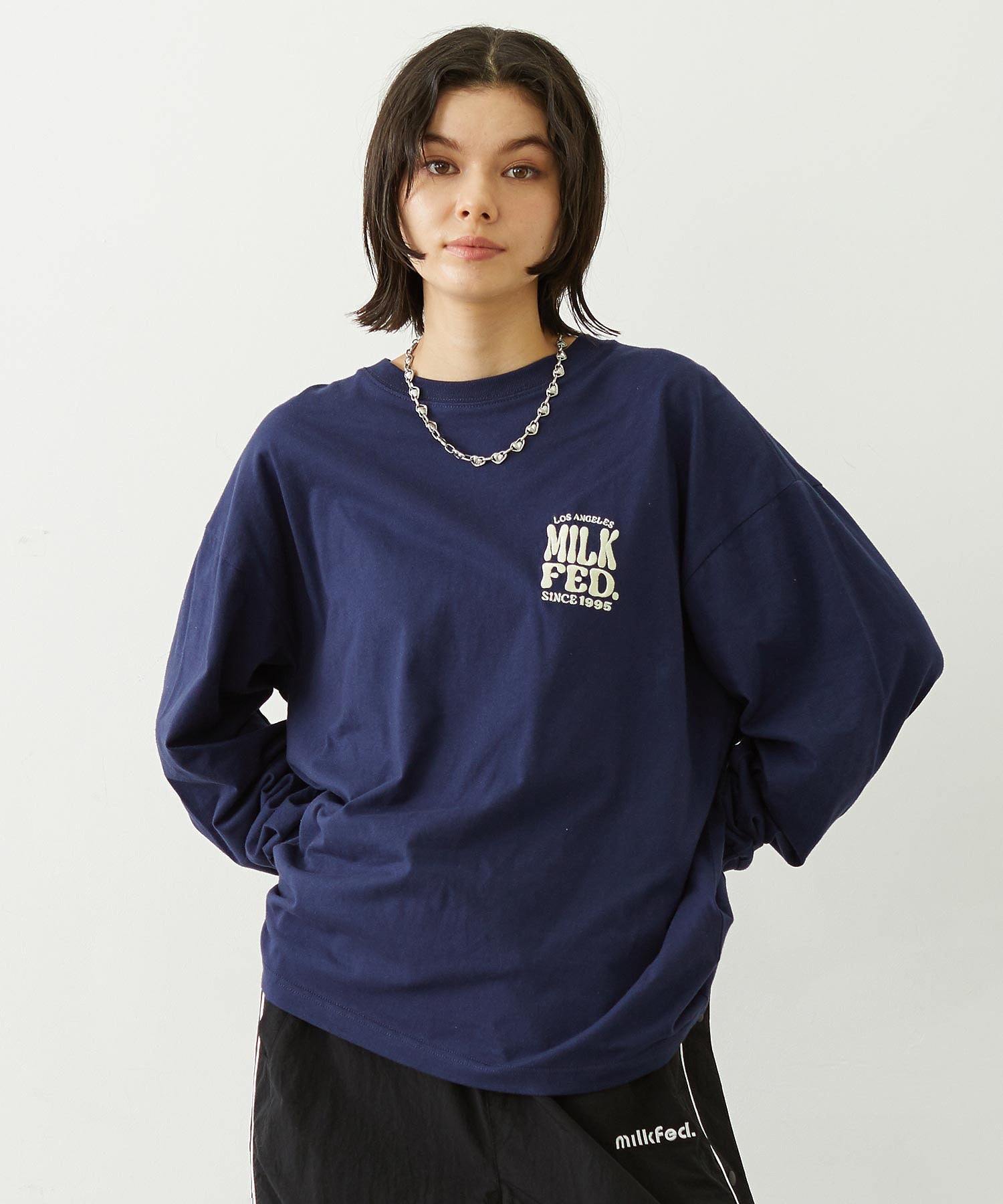 FLOWER DOT PATTERN LOGO WIDE L/S TEE