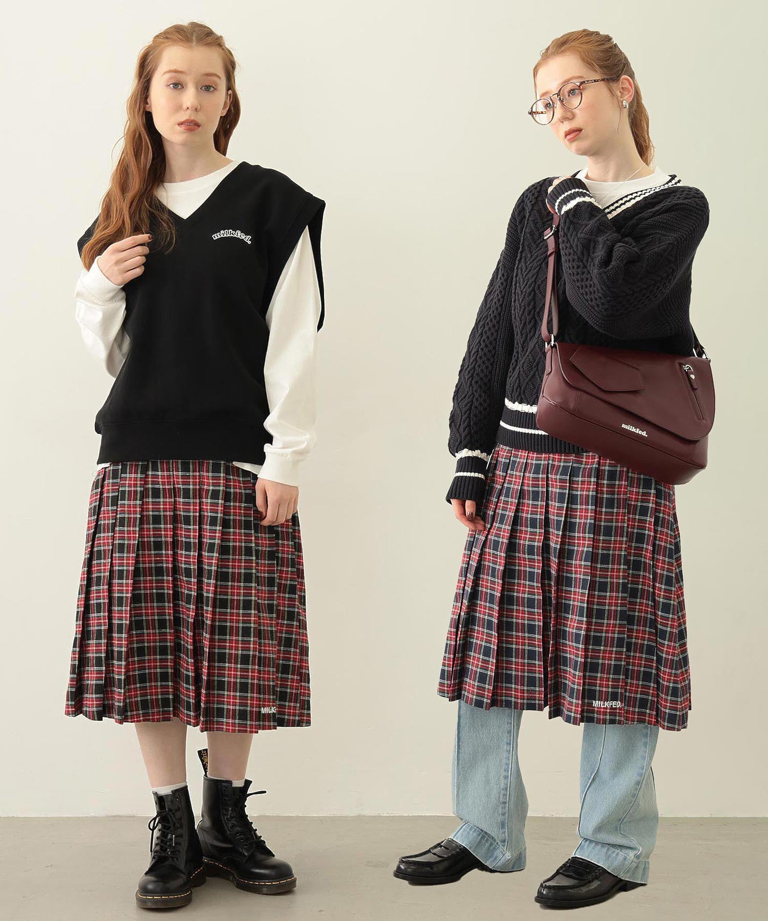 PLEATED PLAID SKIRT