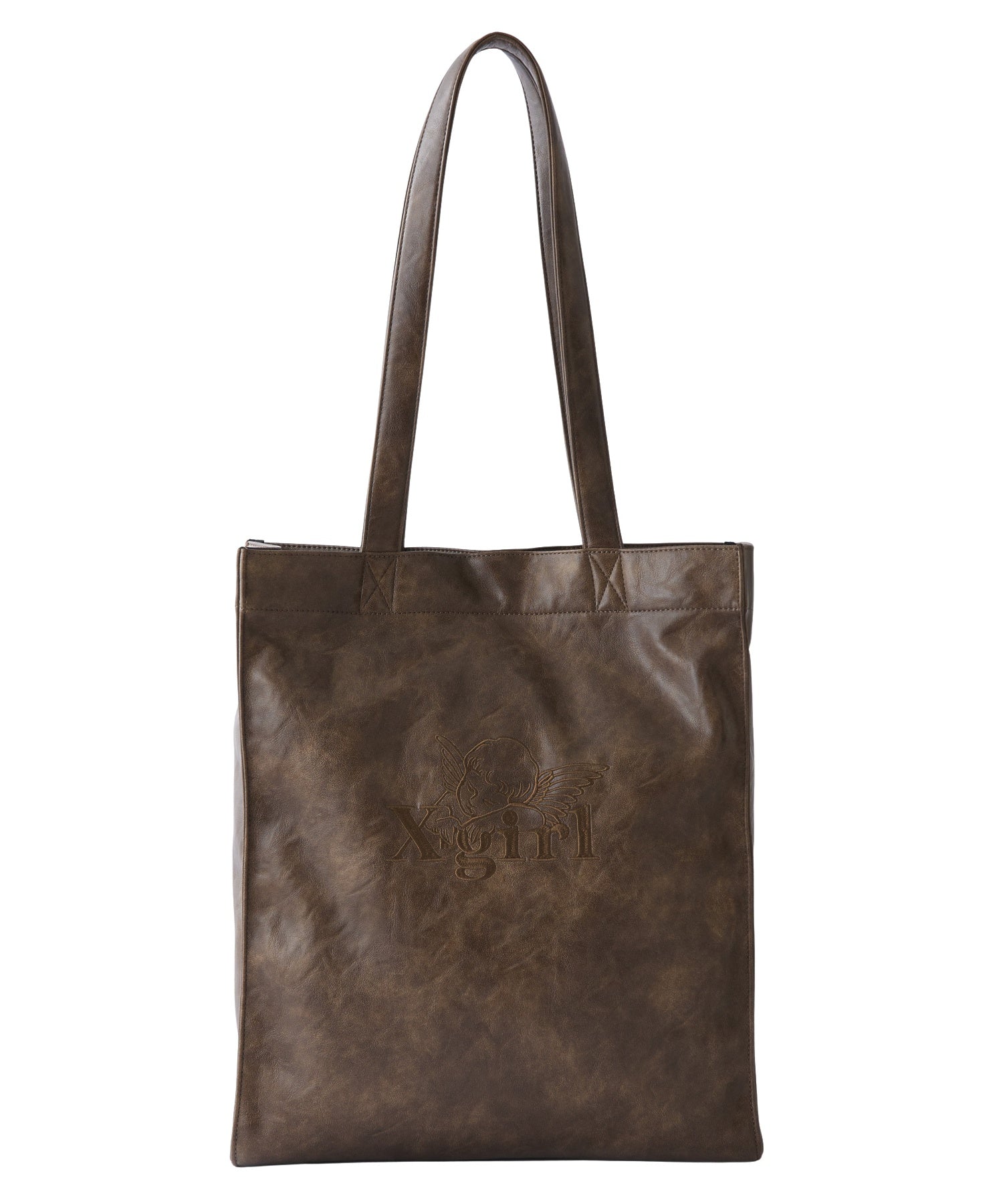 ANGEL EMBROIDERY FAUX LEATHER TOTE BAG