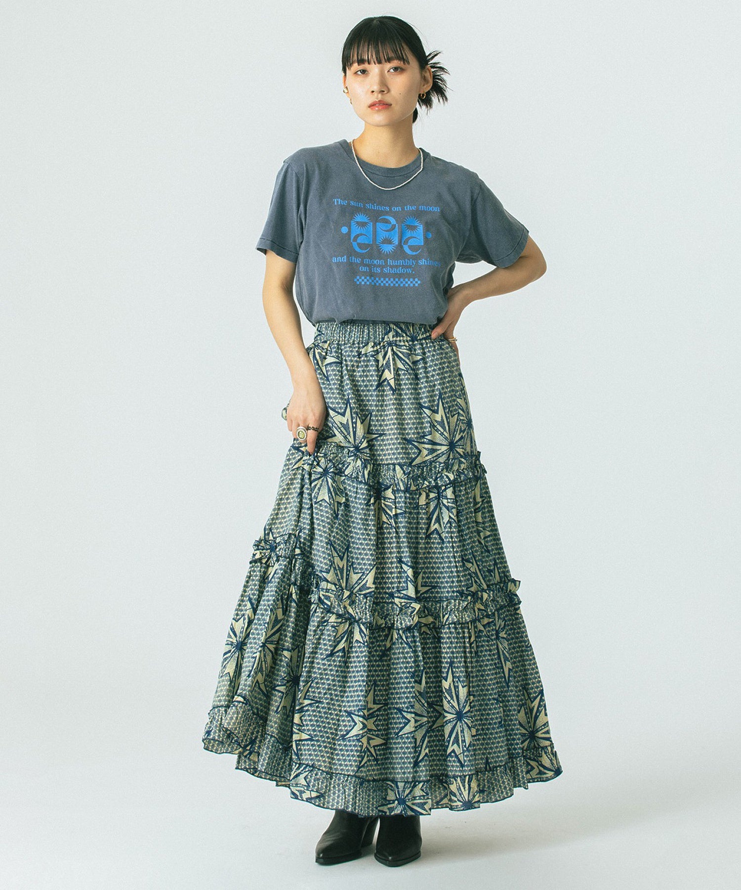 mag.by c/PRINT TIERED SKIRT
