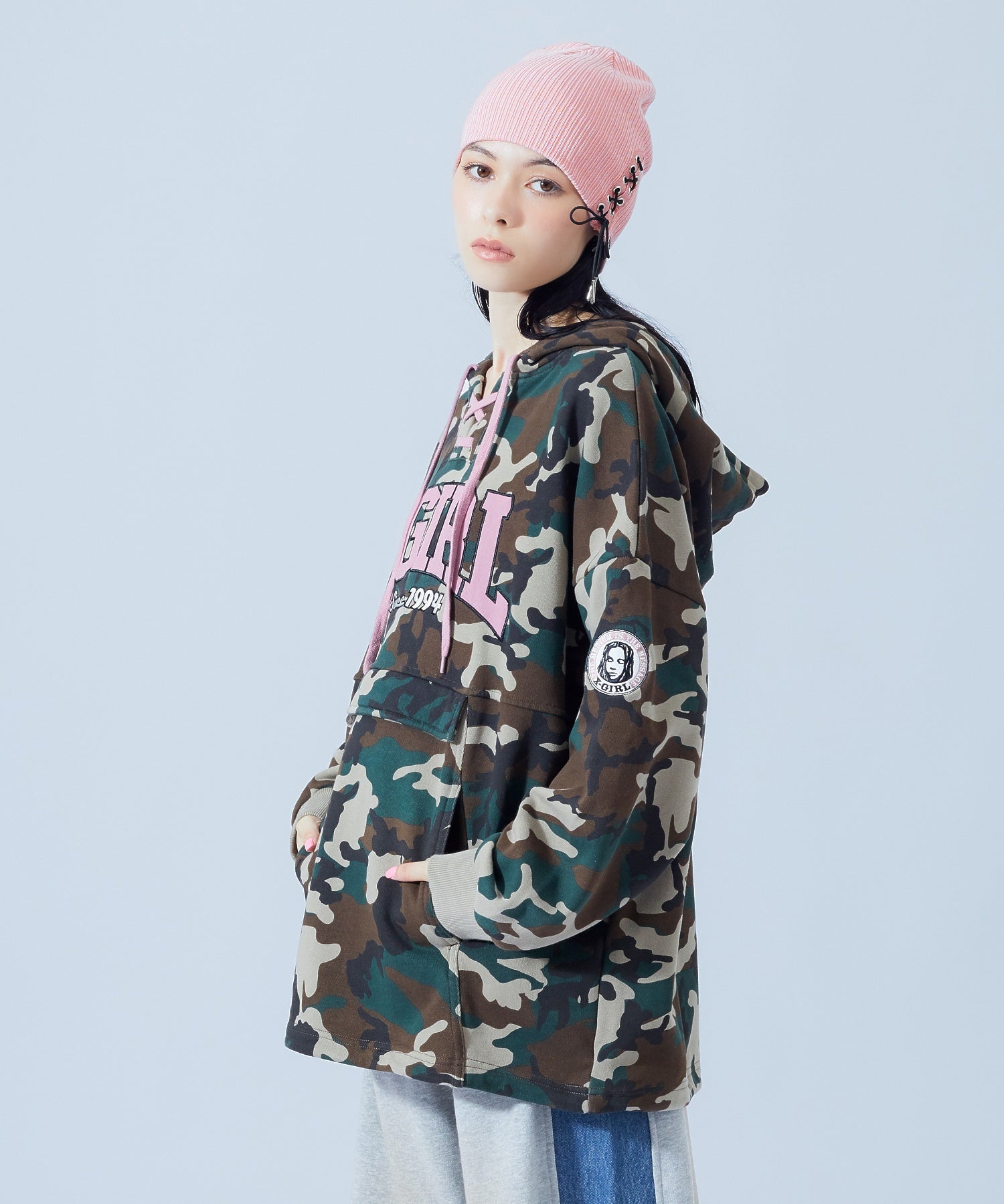 FRONT LACE UP ANORAK SWEAT HOODIE