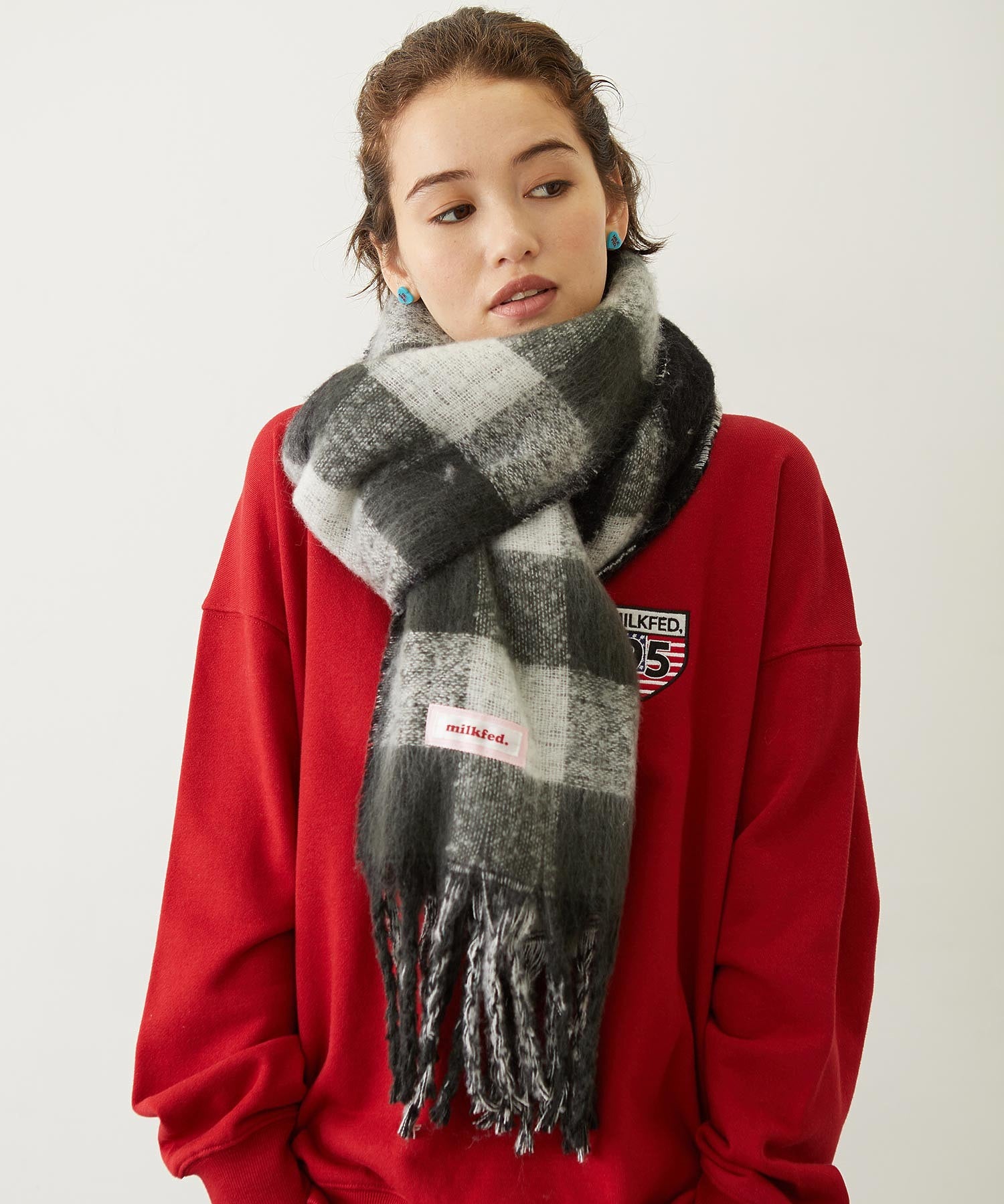 GINGHAM CHECK LOGO STOLE