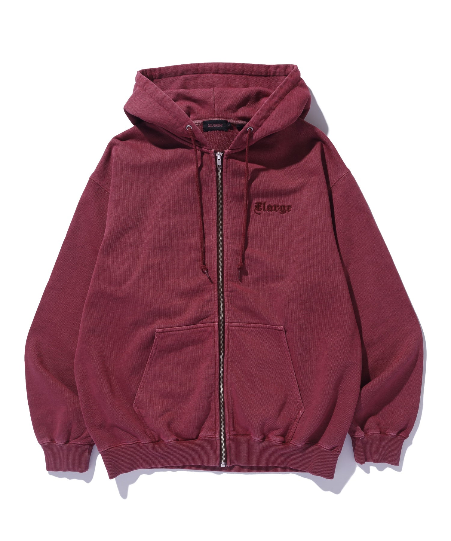 PIGMENT EMBOSSED ZIP HOODED SWEATSHIRT