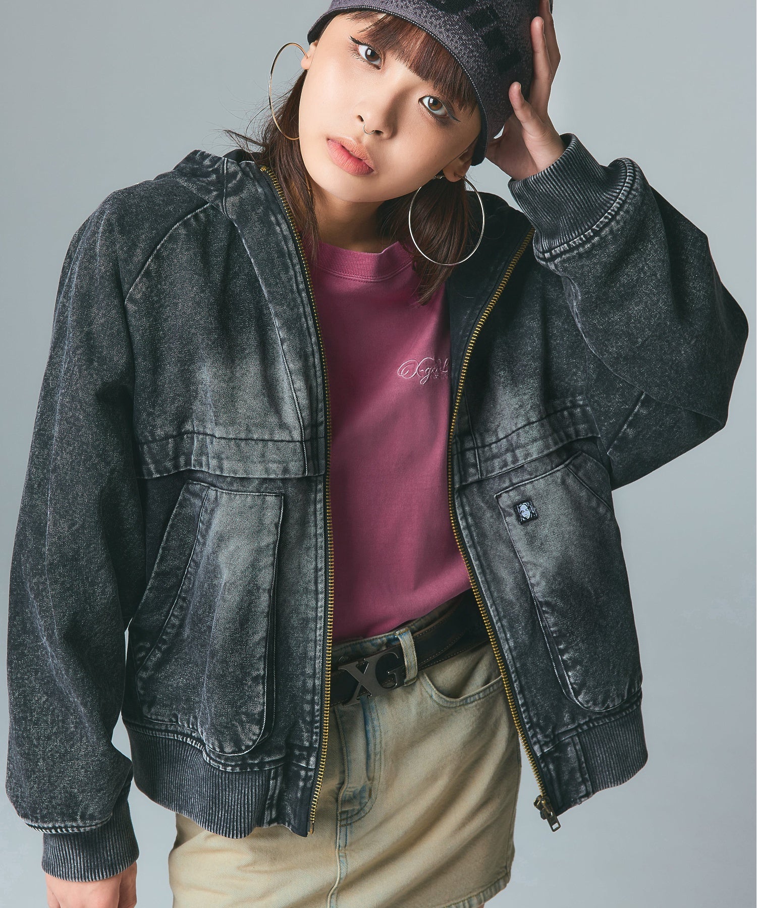 CURSIVE LOGO DENIM MINI SKIRT