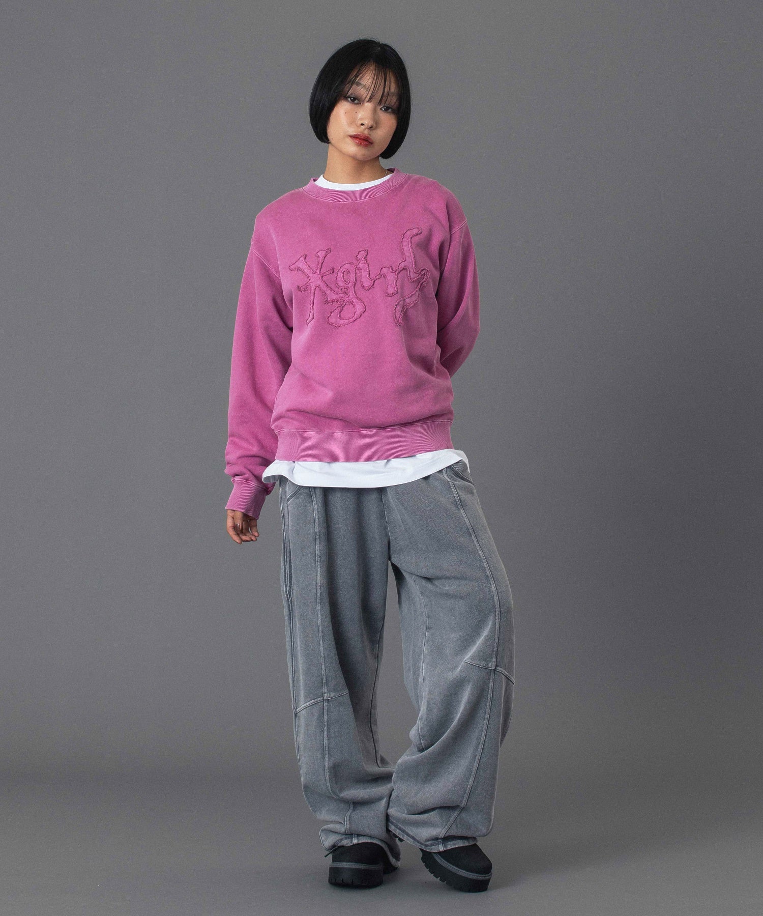 DISTORTED LOGO PATCH FADED SWEAT TOP