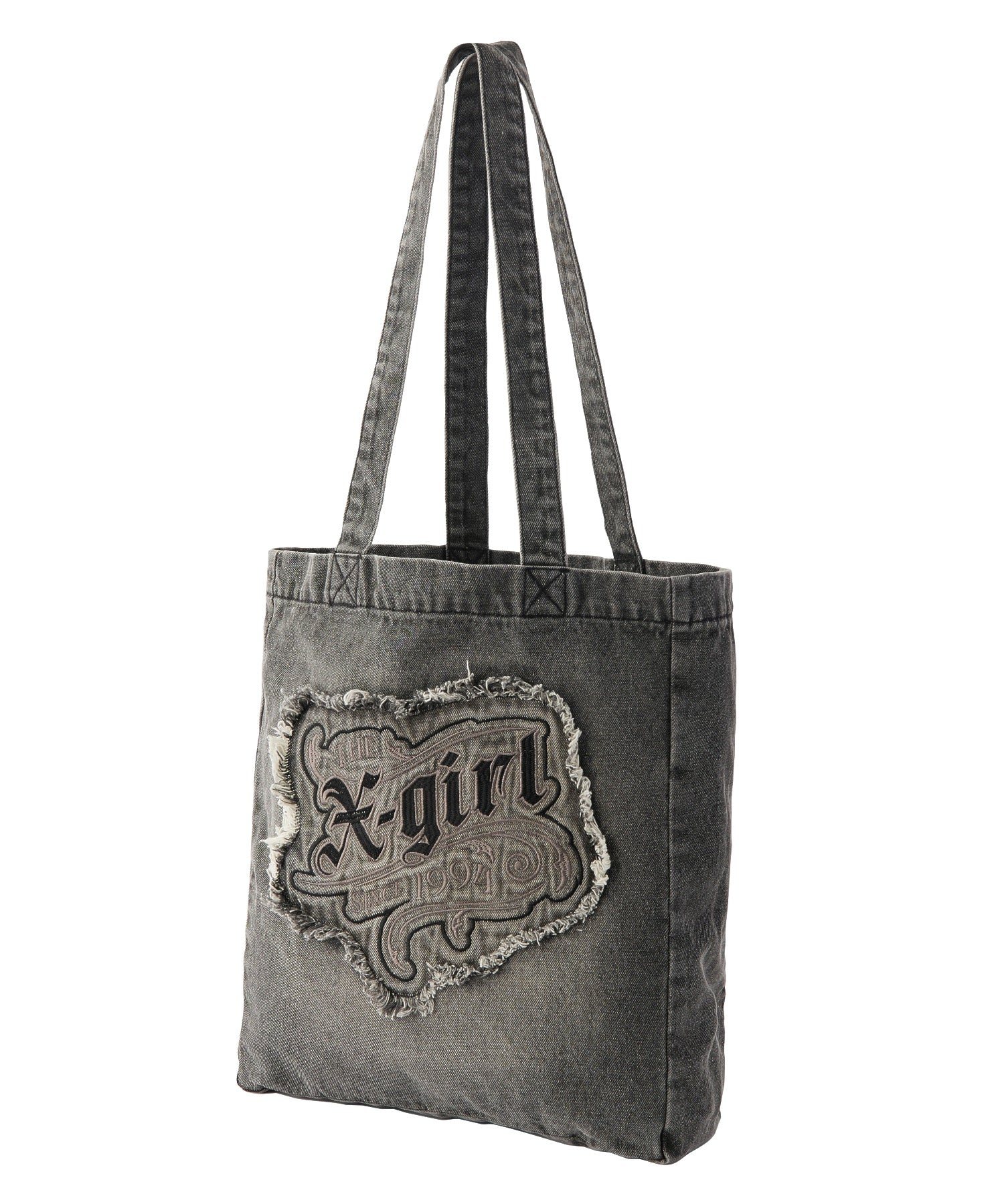 FADED LOGO PATCH DENIM TOTE BAG