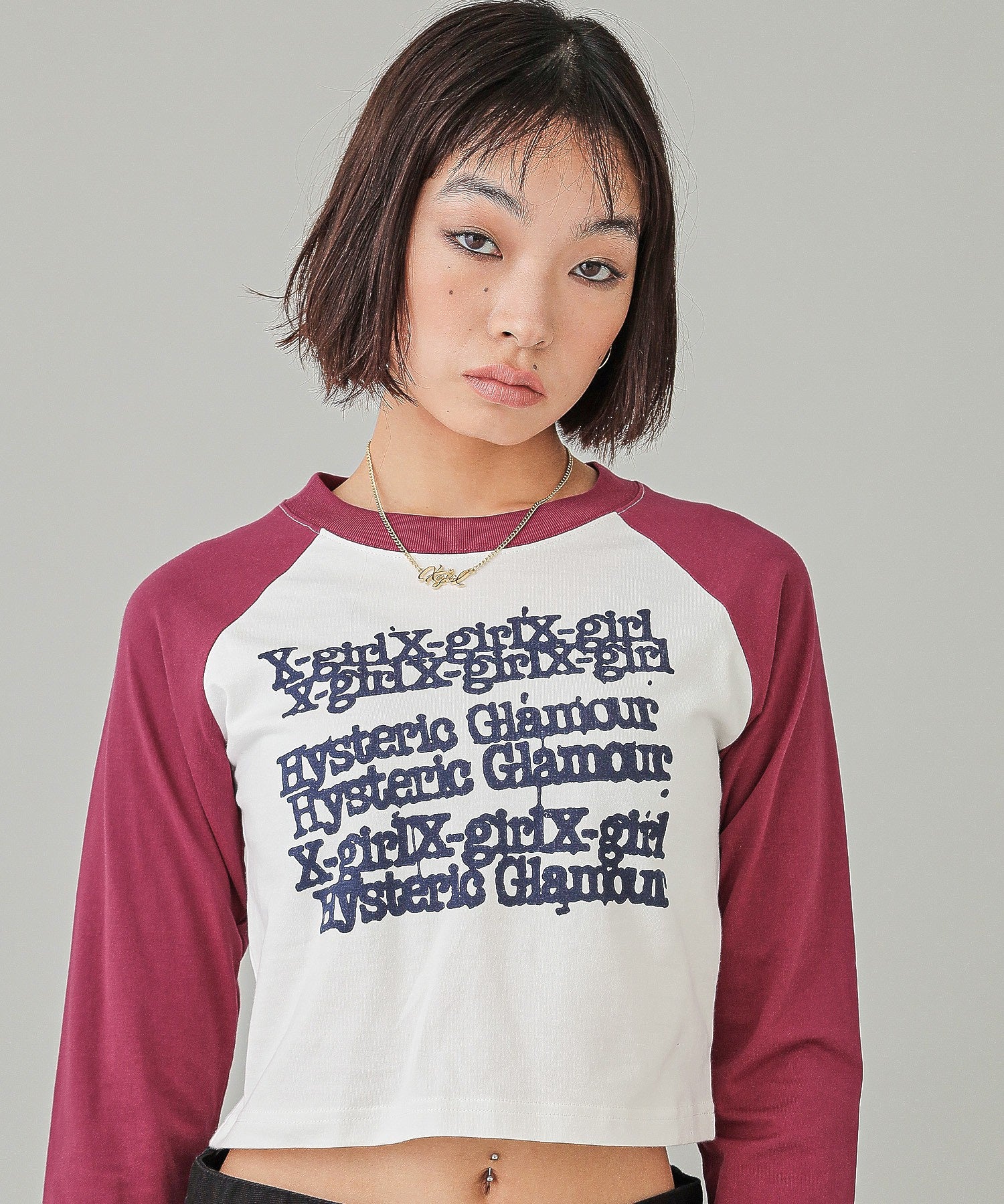 X-girl x HYSTERIC GLAMOUR L/S RAGLAN COMPACT TOP