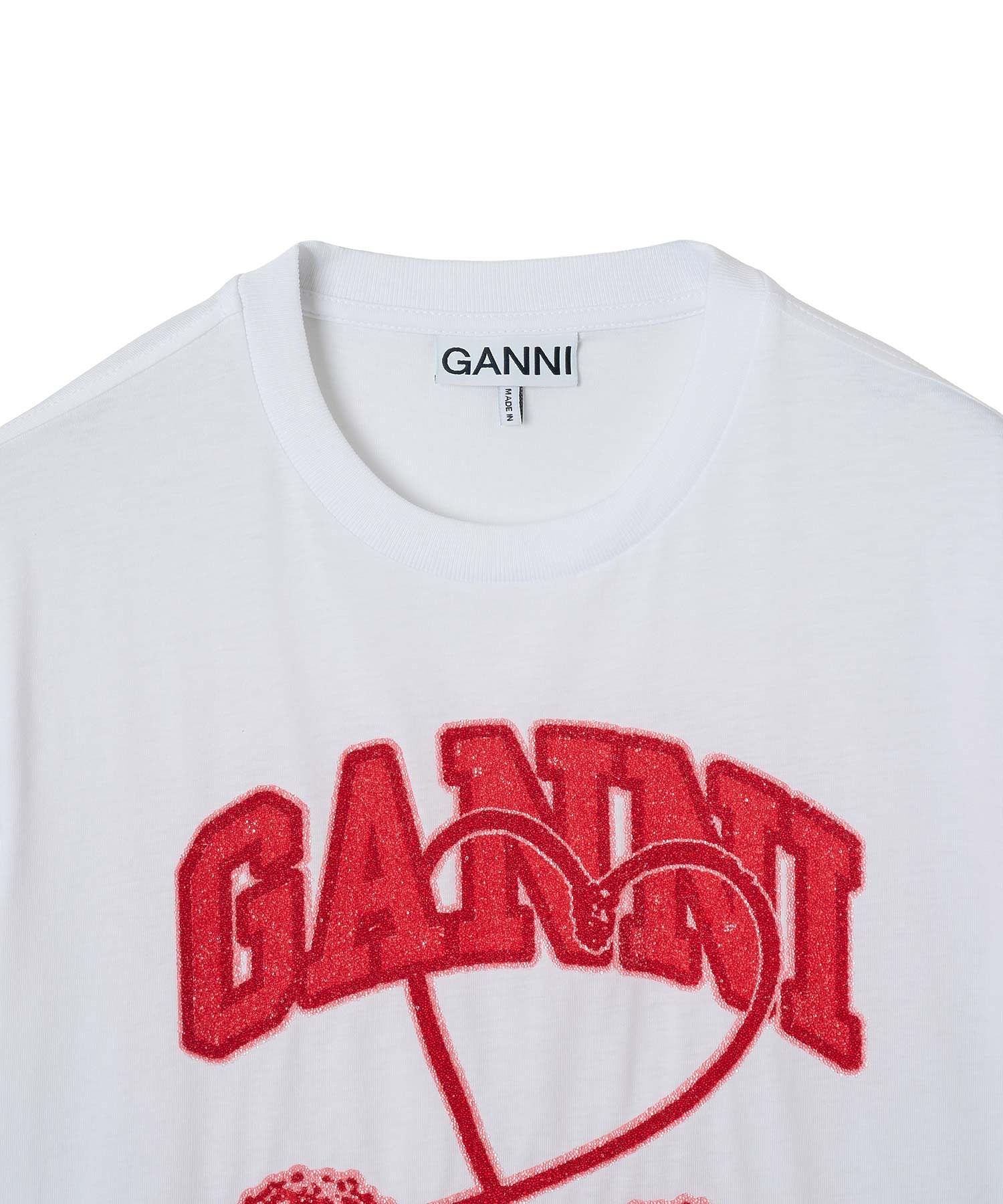 GANNI/BASIC COTTON JERSEY CHERRY WITH CAVIAR