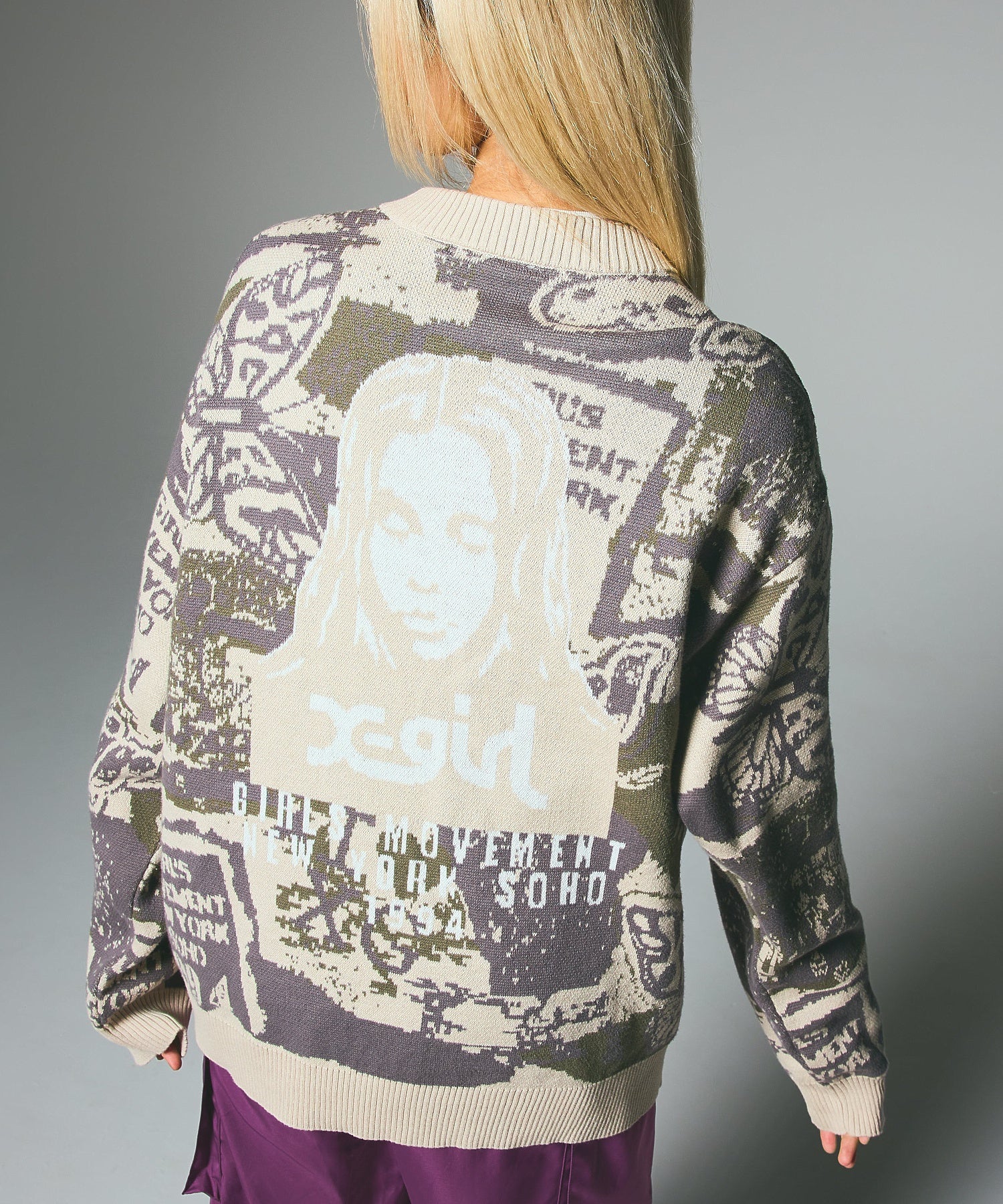 COLLAGE GRAPHIC JACQUARD KNIT CARDIGAN