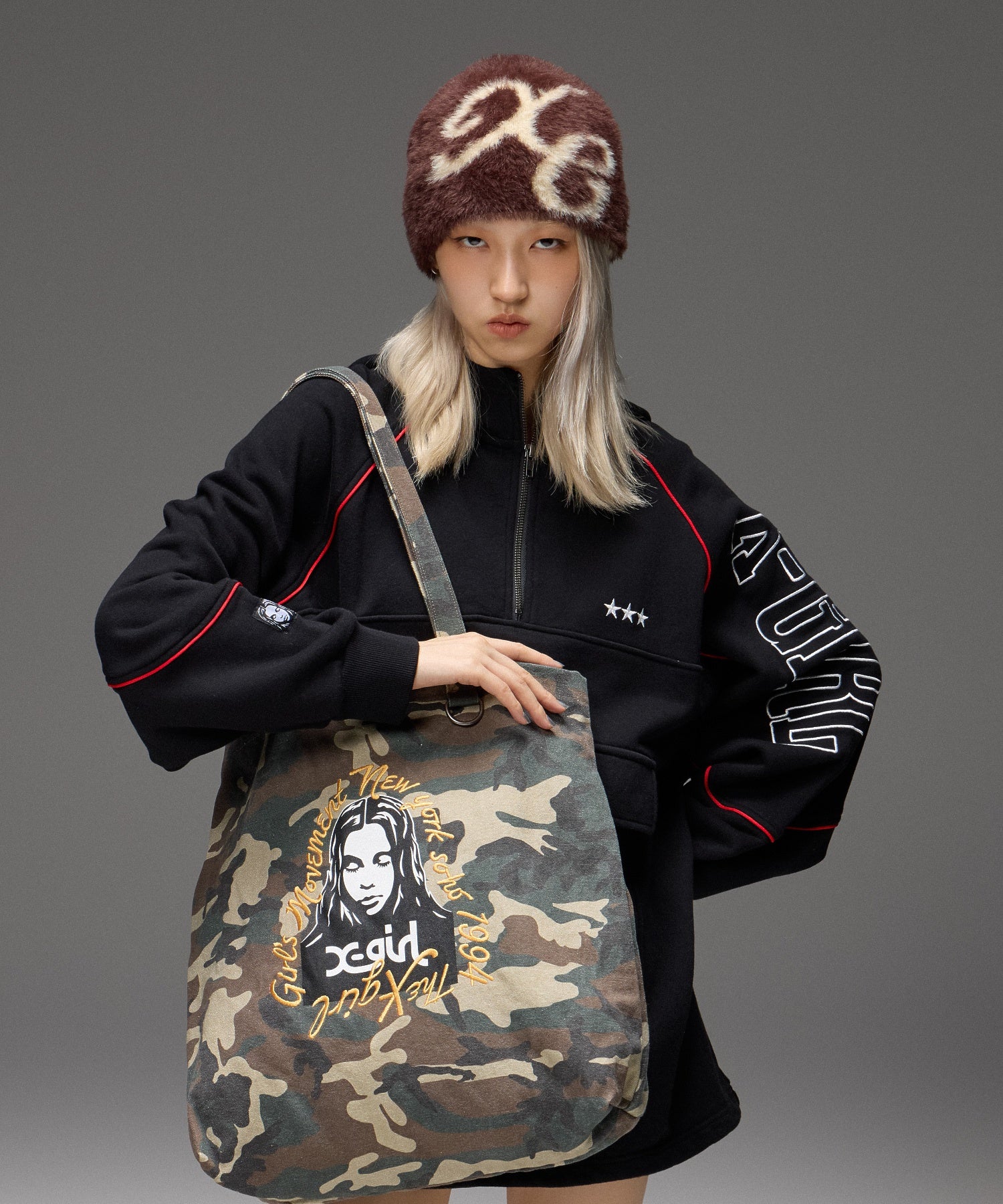 LOGO JACQUARD SHAGGY BEANIE