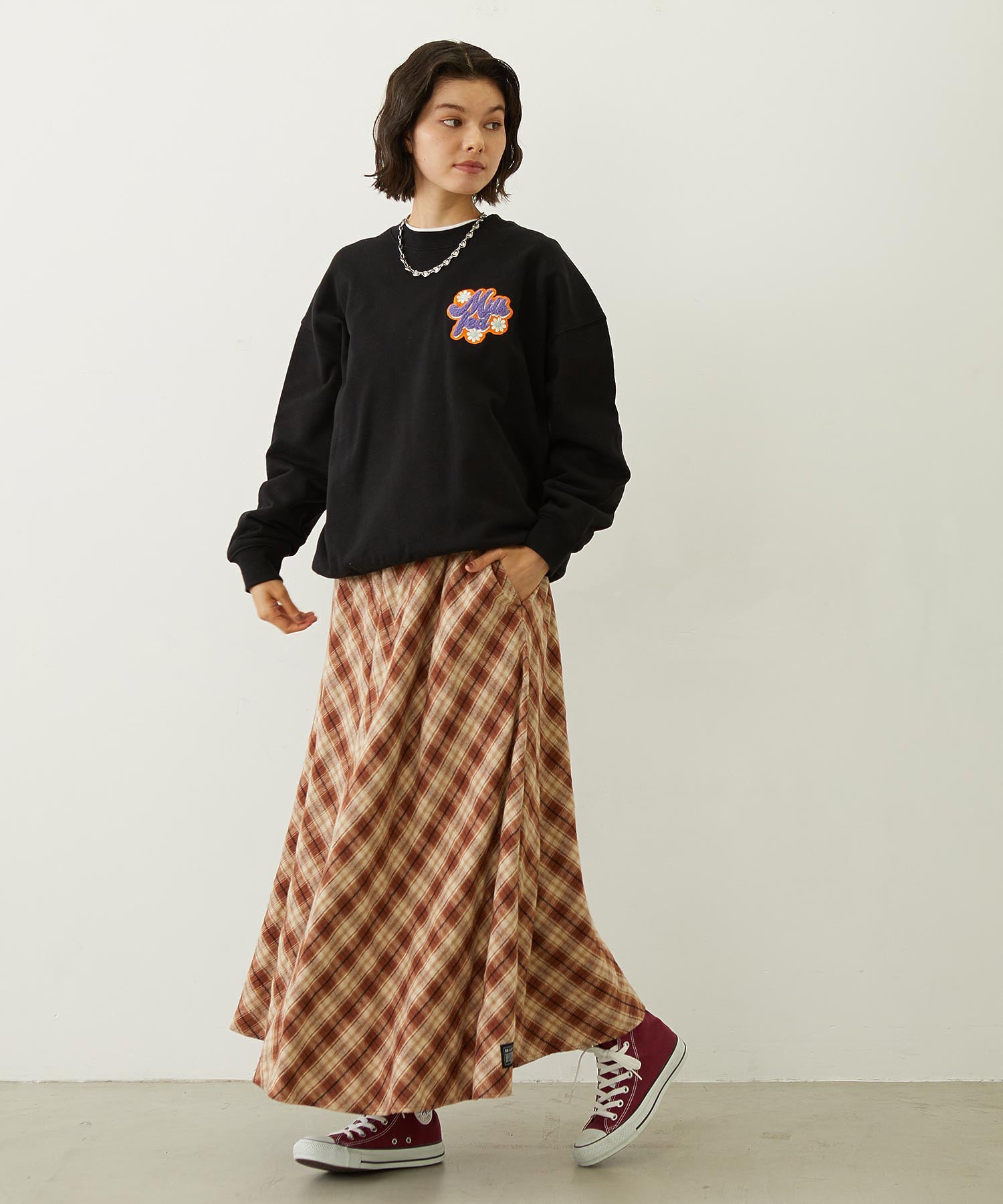 FLARE PLAID SKIRT
