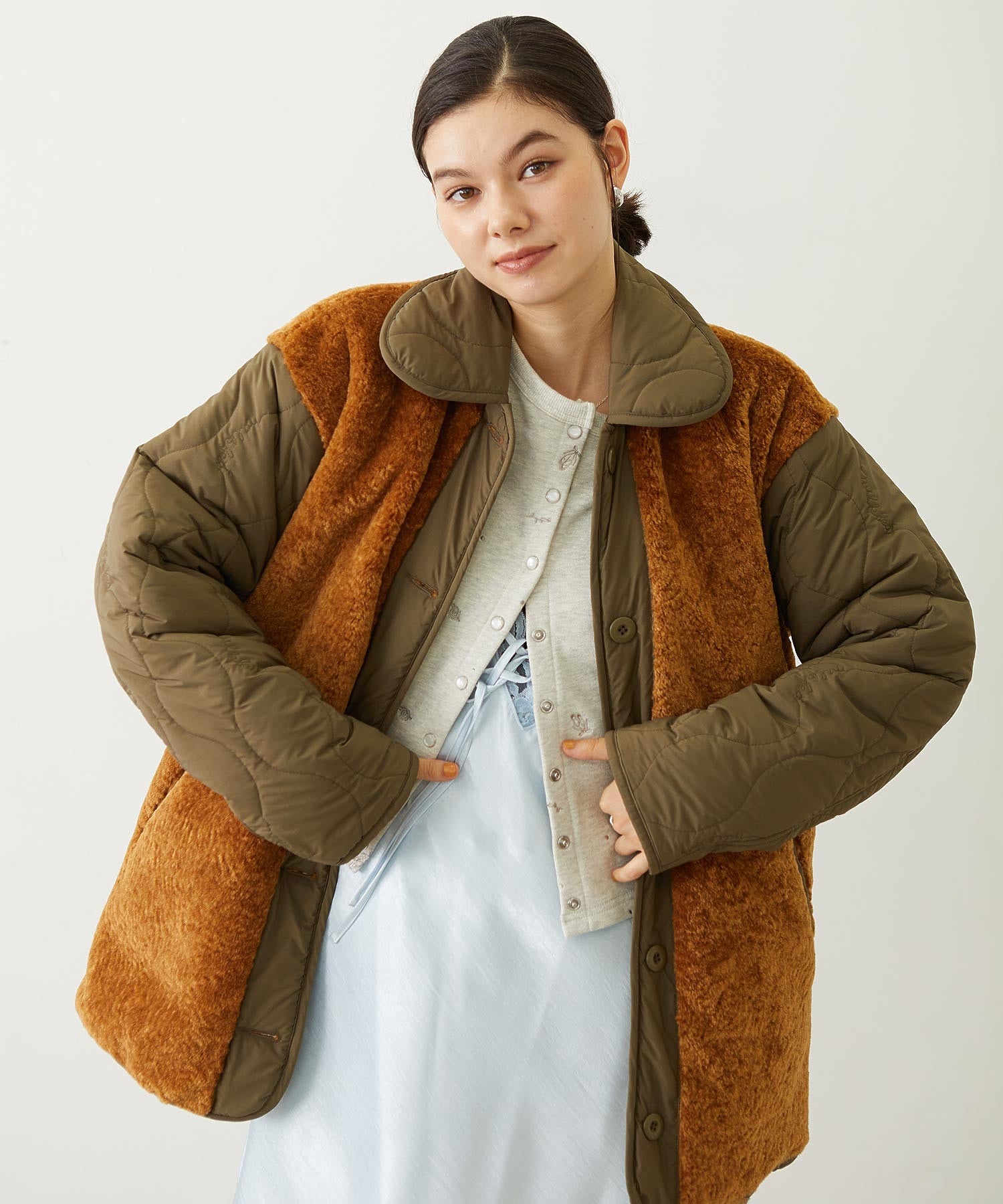 REVERSIBLE QUILTED LOGO LONG COAT