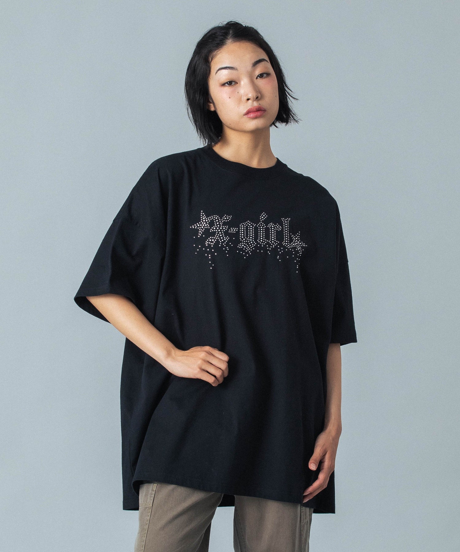RHINESTONE STARDUST LOGO S/S TEE DRESS