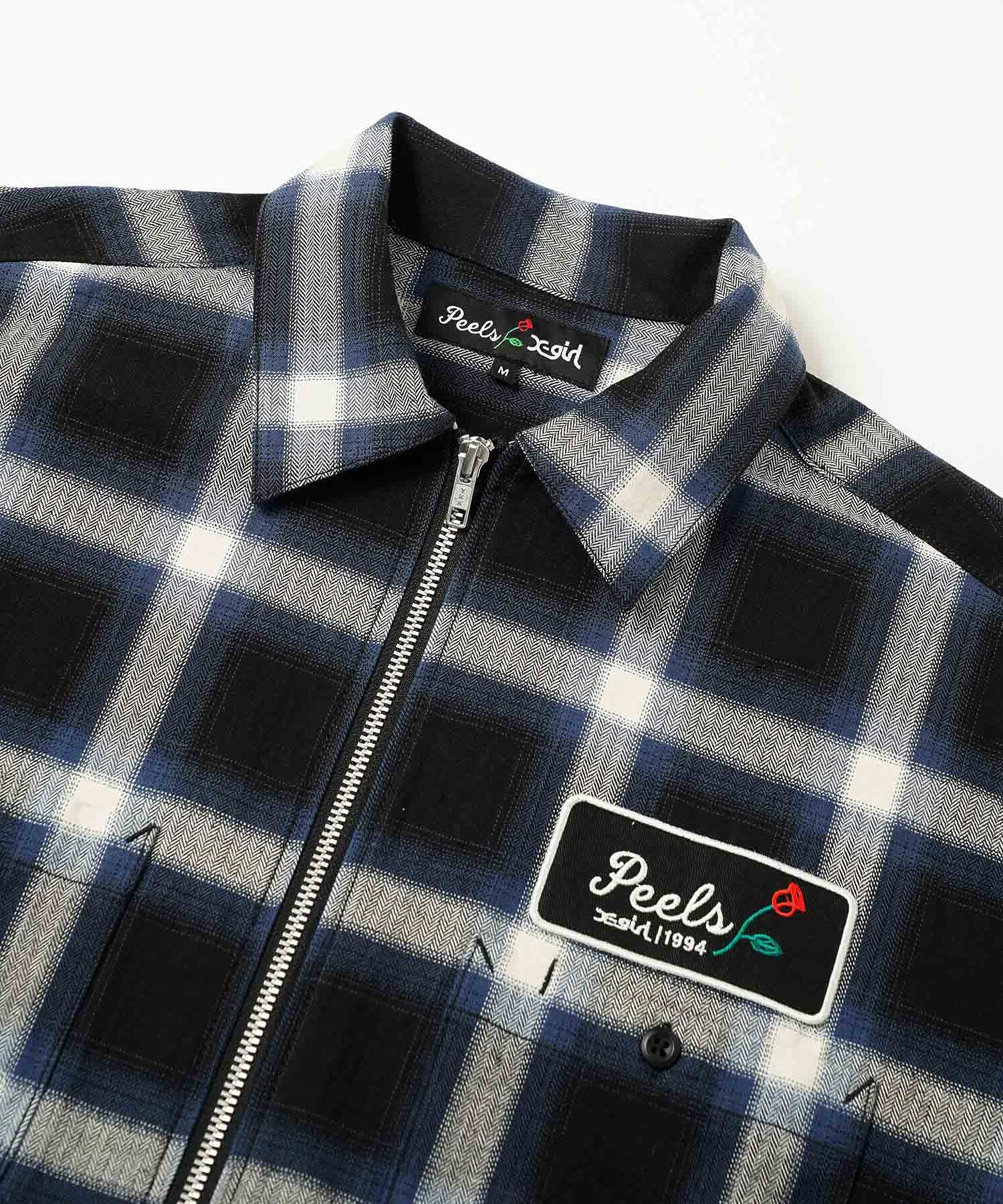 X-girl × Peels PLAID ZIP UP SHIRT