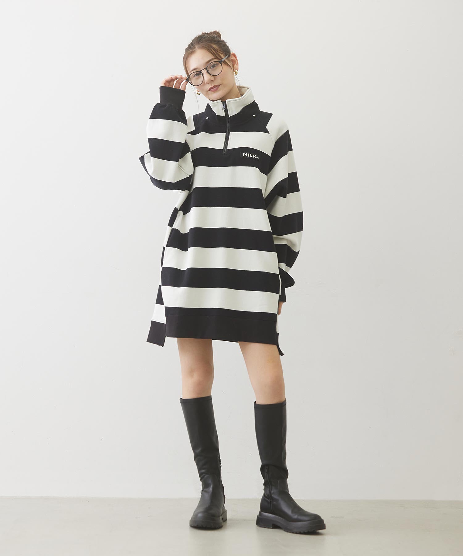 STRIPED TUNIC SWEATSHIRT