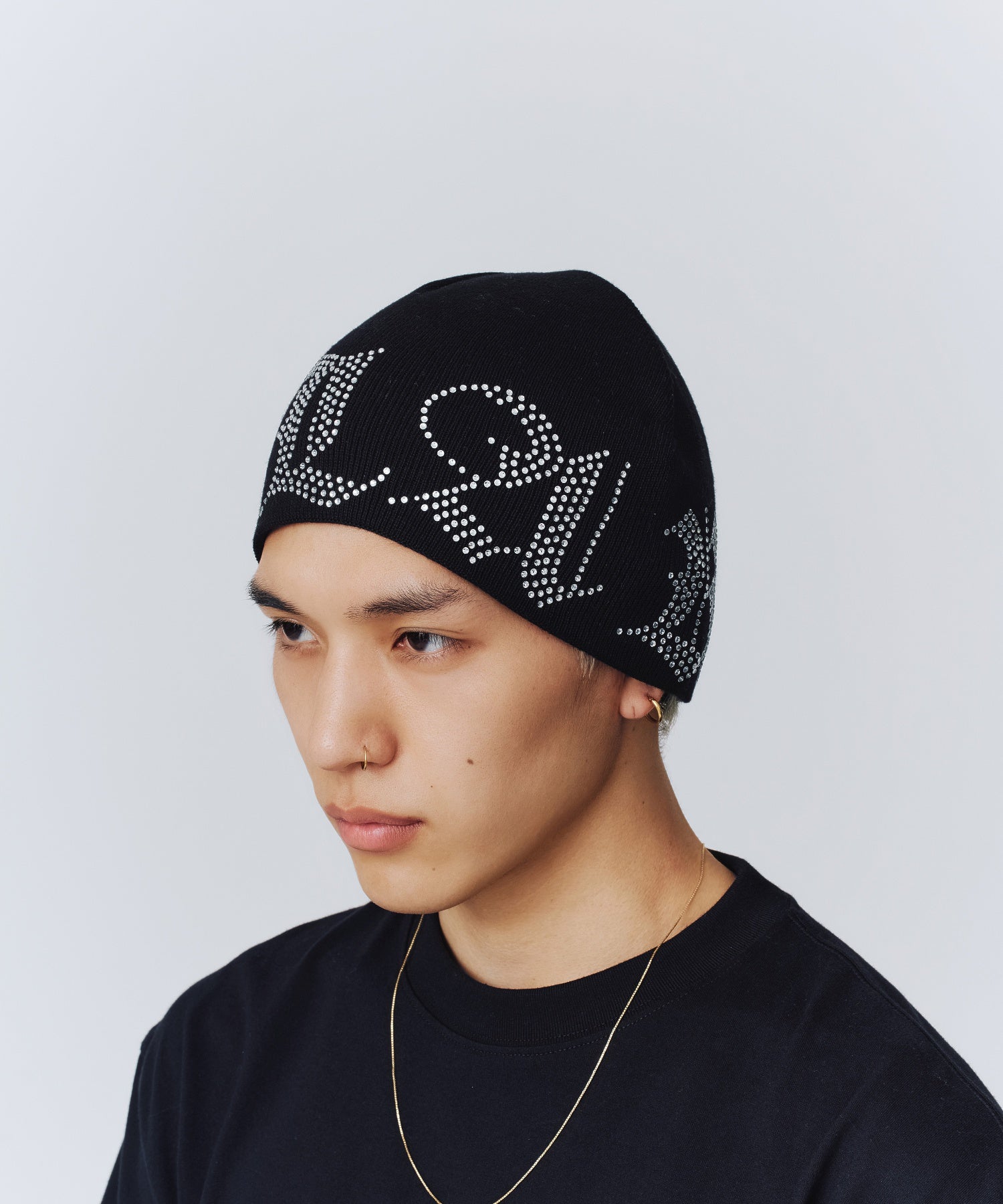 RHINESTONE LOGO KNIT CAP