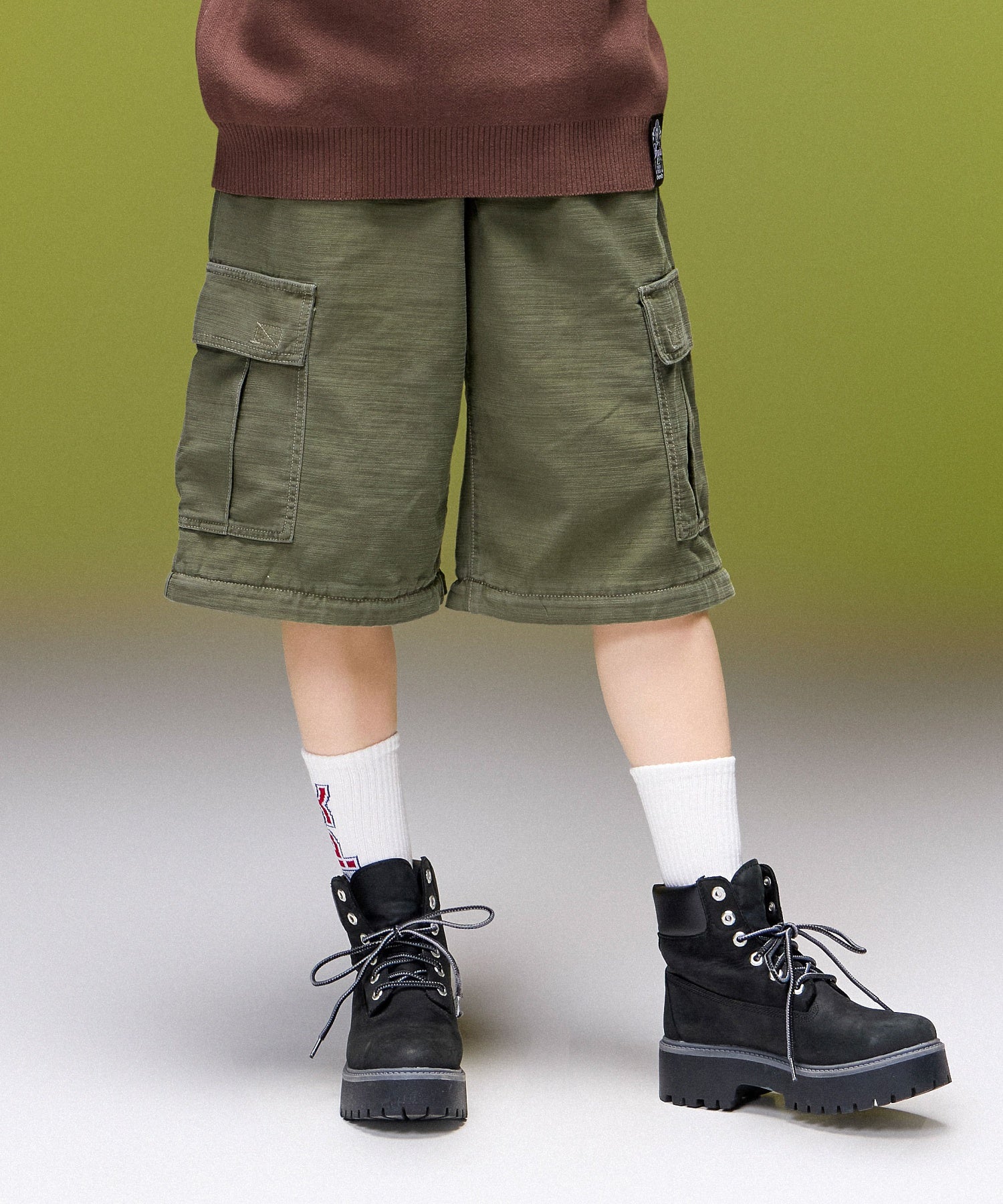 EMBLEM POCKET 2WAY WIDE LEG CARGO PANTS