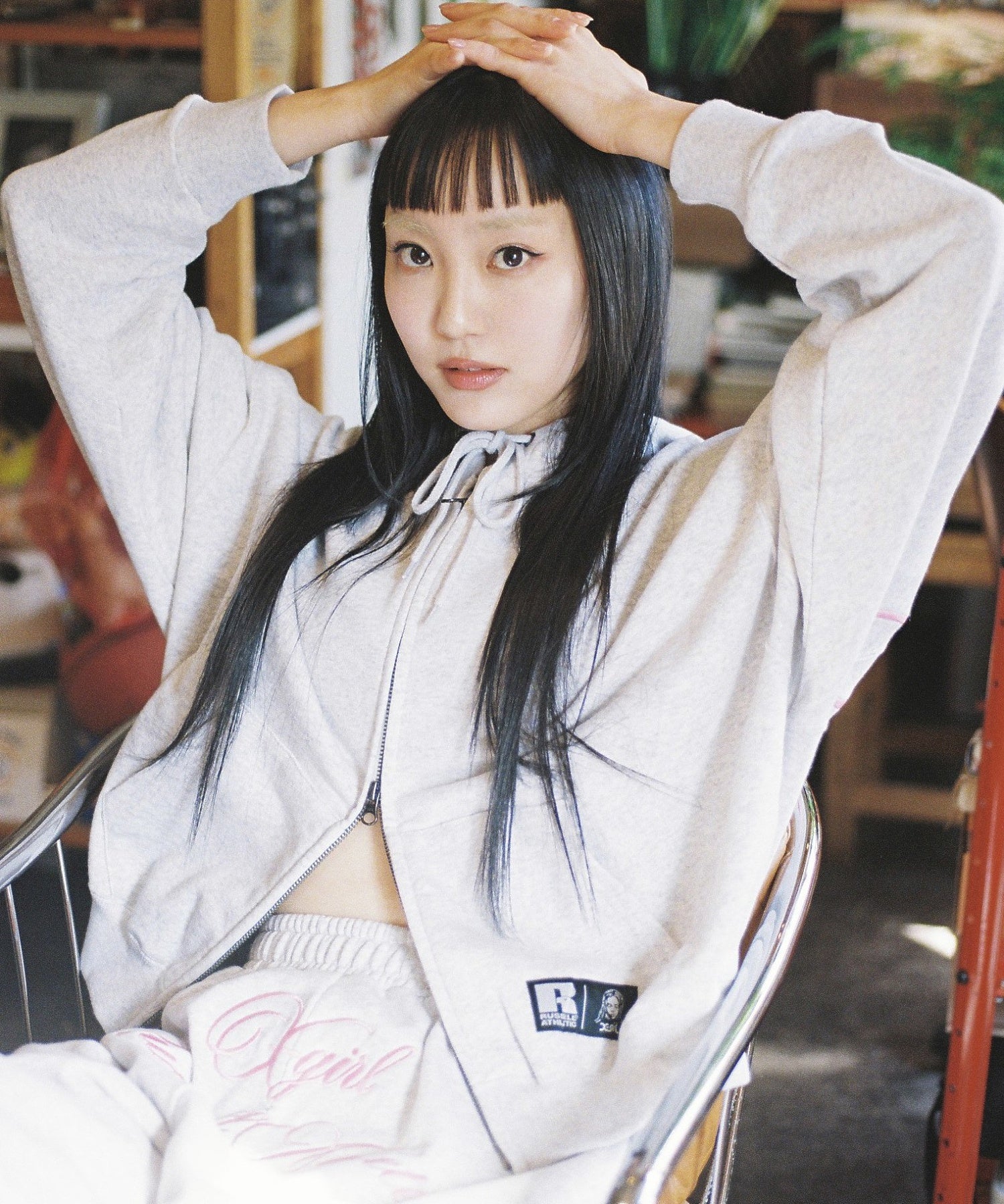 X-girl × Russell SCRIPT LOGO ZIP UP SWEAT HOODIE