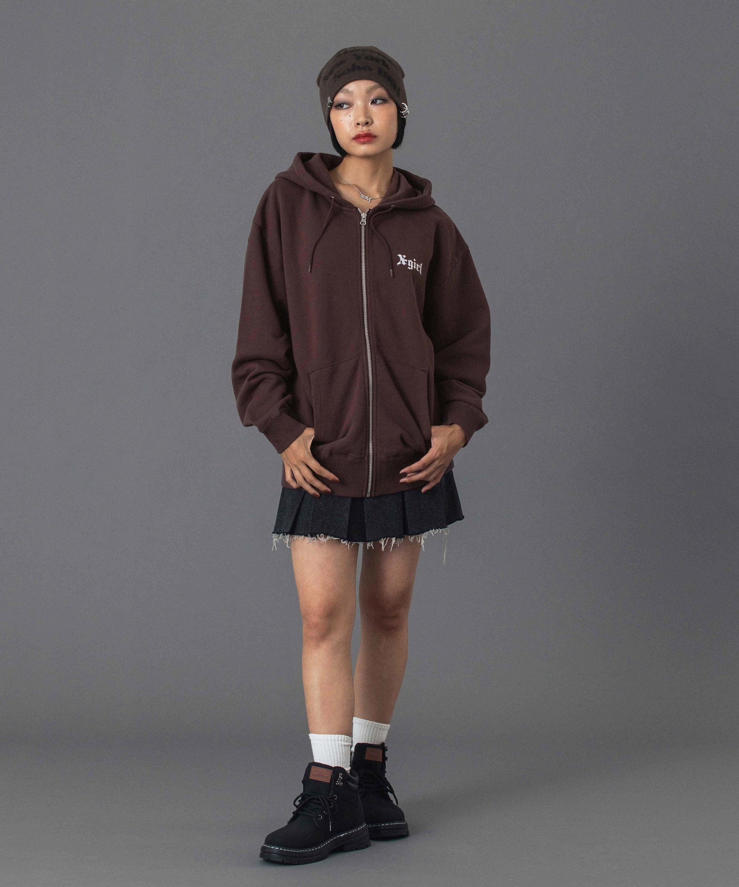 OLD ENGLISH LOGO ZIP UP SWEAT HOODIE