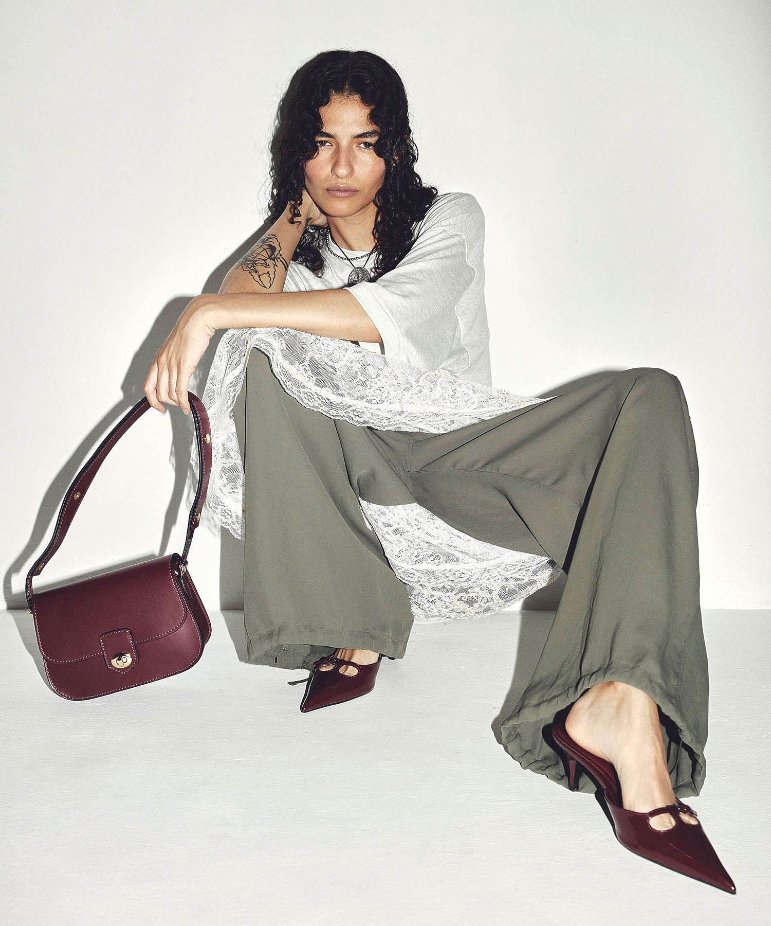 CREOLME/EMBROIDERY SHEER SKIRT
