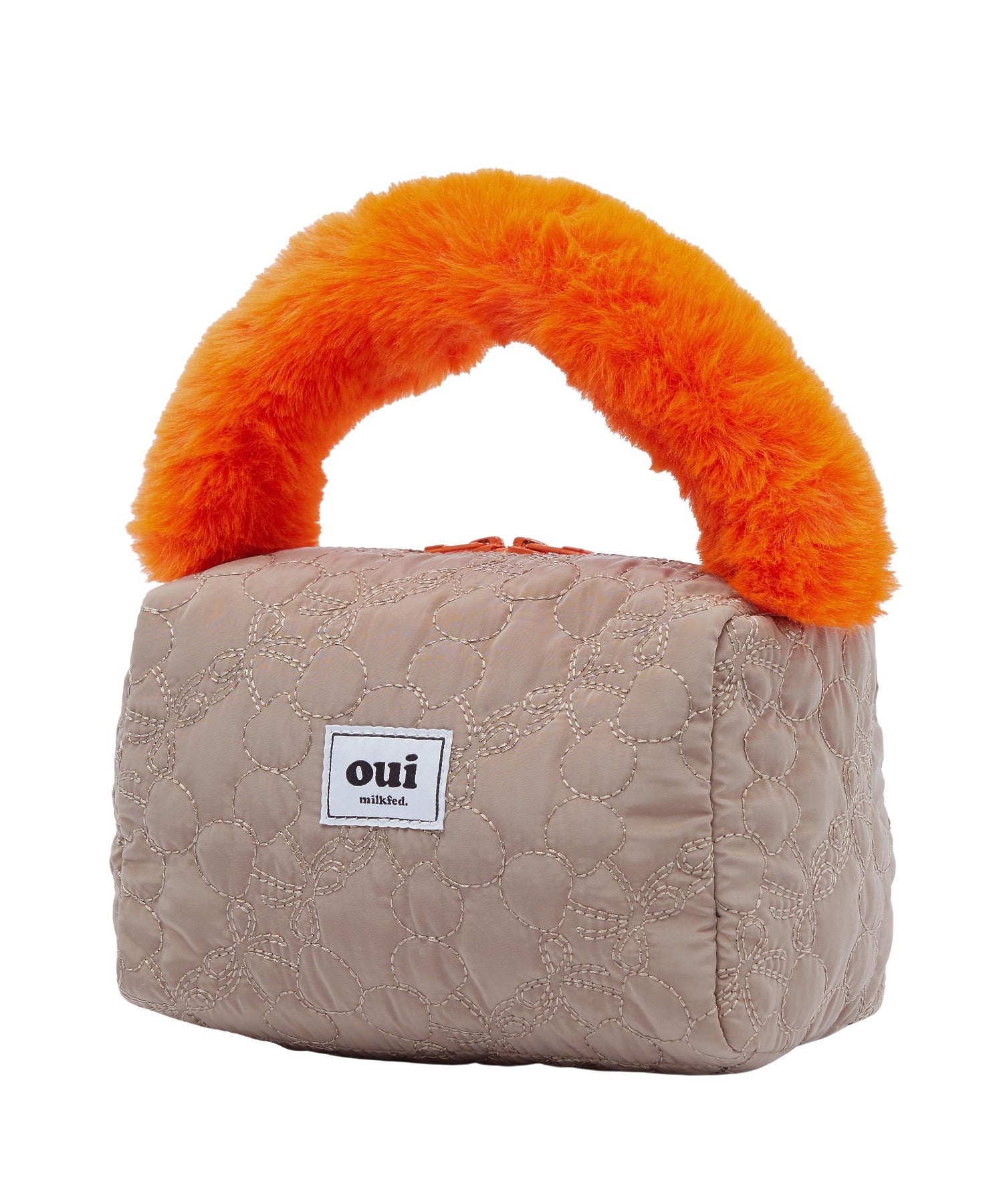 CHERRY QUILTED FUR HANDLE BAG