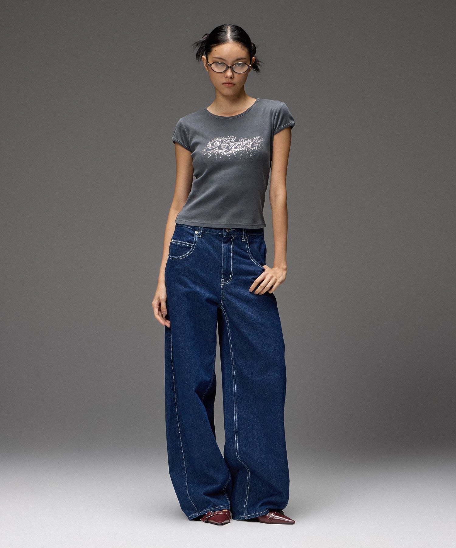 FADED DROP RHINESTONE LOGO S/S BABY TEE