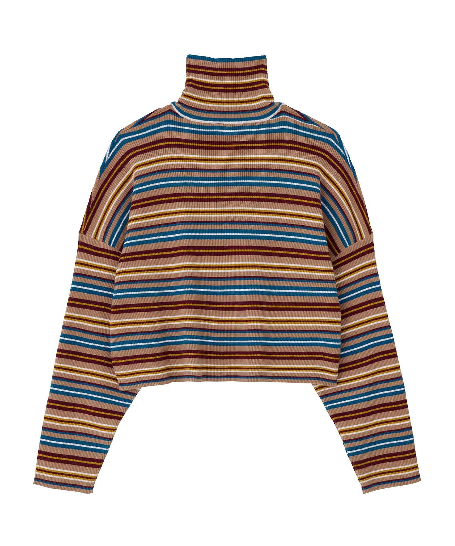 STRIPED HIGH NECK KNIT TOP X-girl