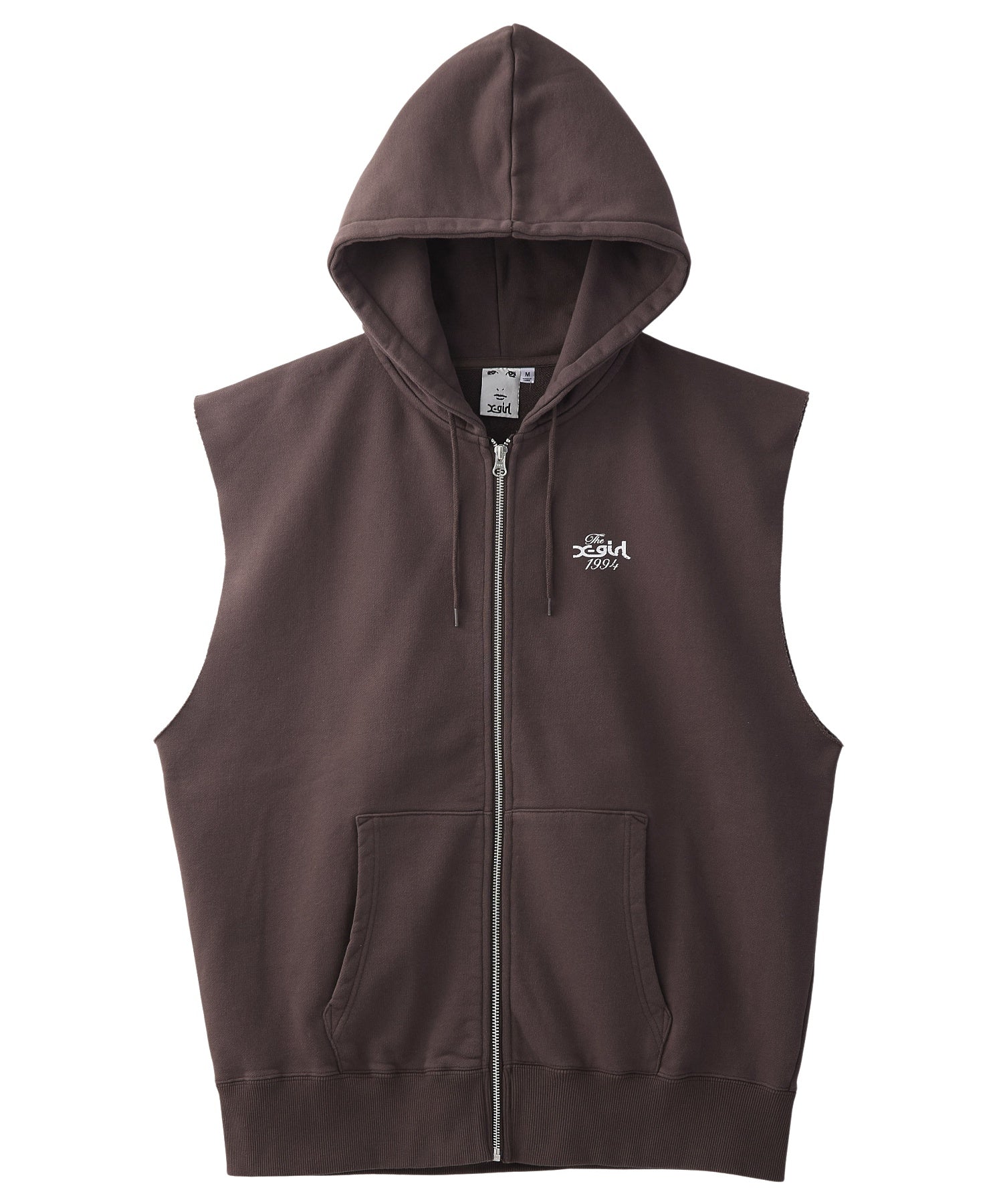 DISTRESSED CIRCLE LOGO ZIP UP SWEAT VEST