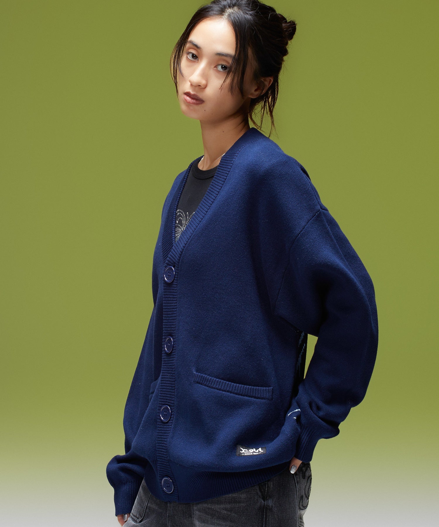 FACE BACK JACQUARD KNIT CARDIGAN