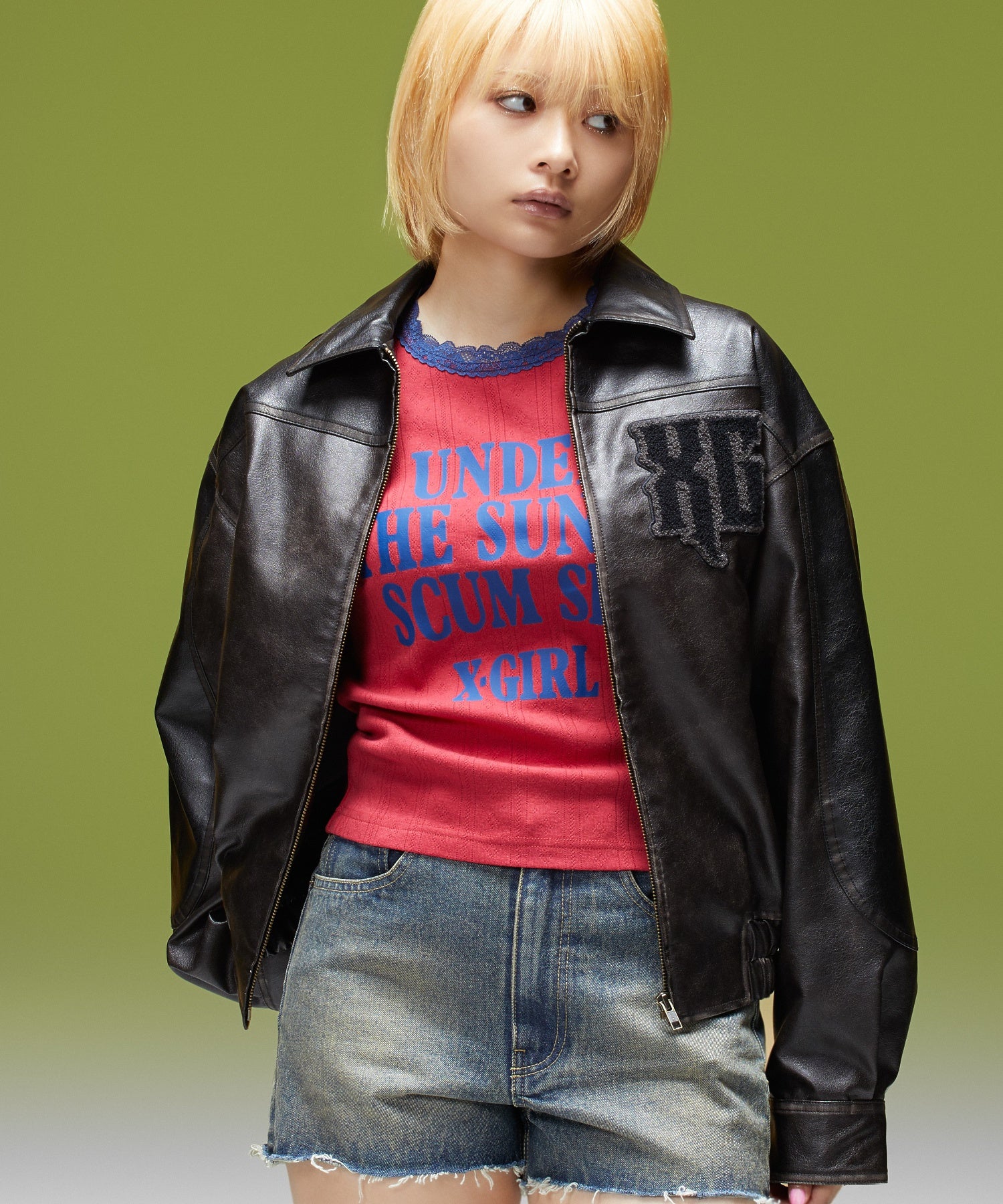 FAUX LEATHER LOGO PATCH JACKET