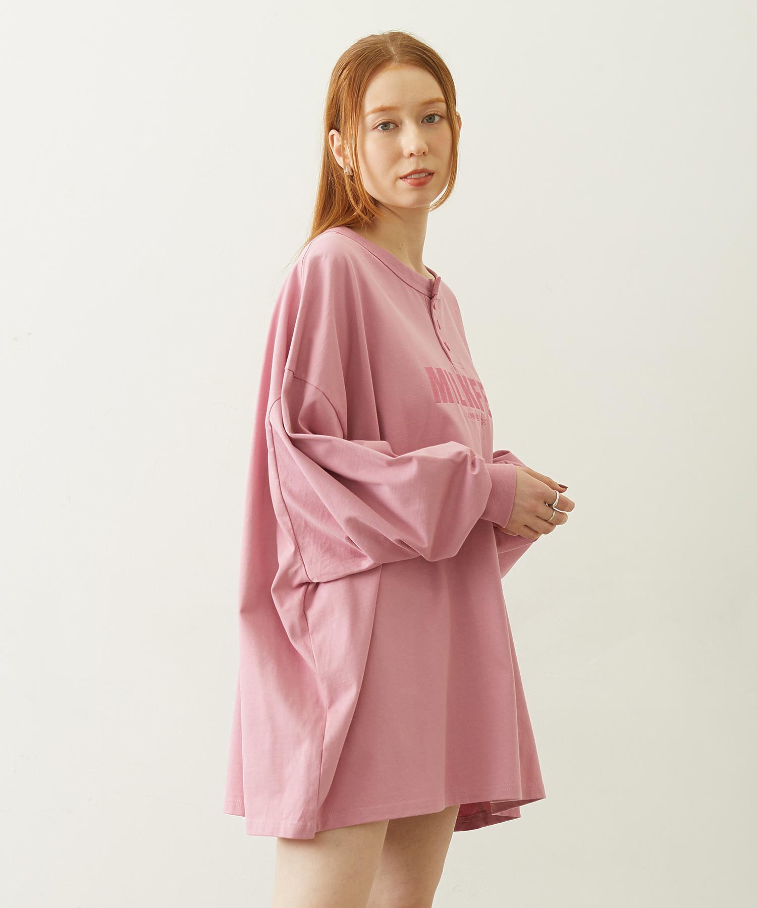 HENLEY NECK BIG L/S TOP