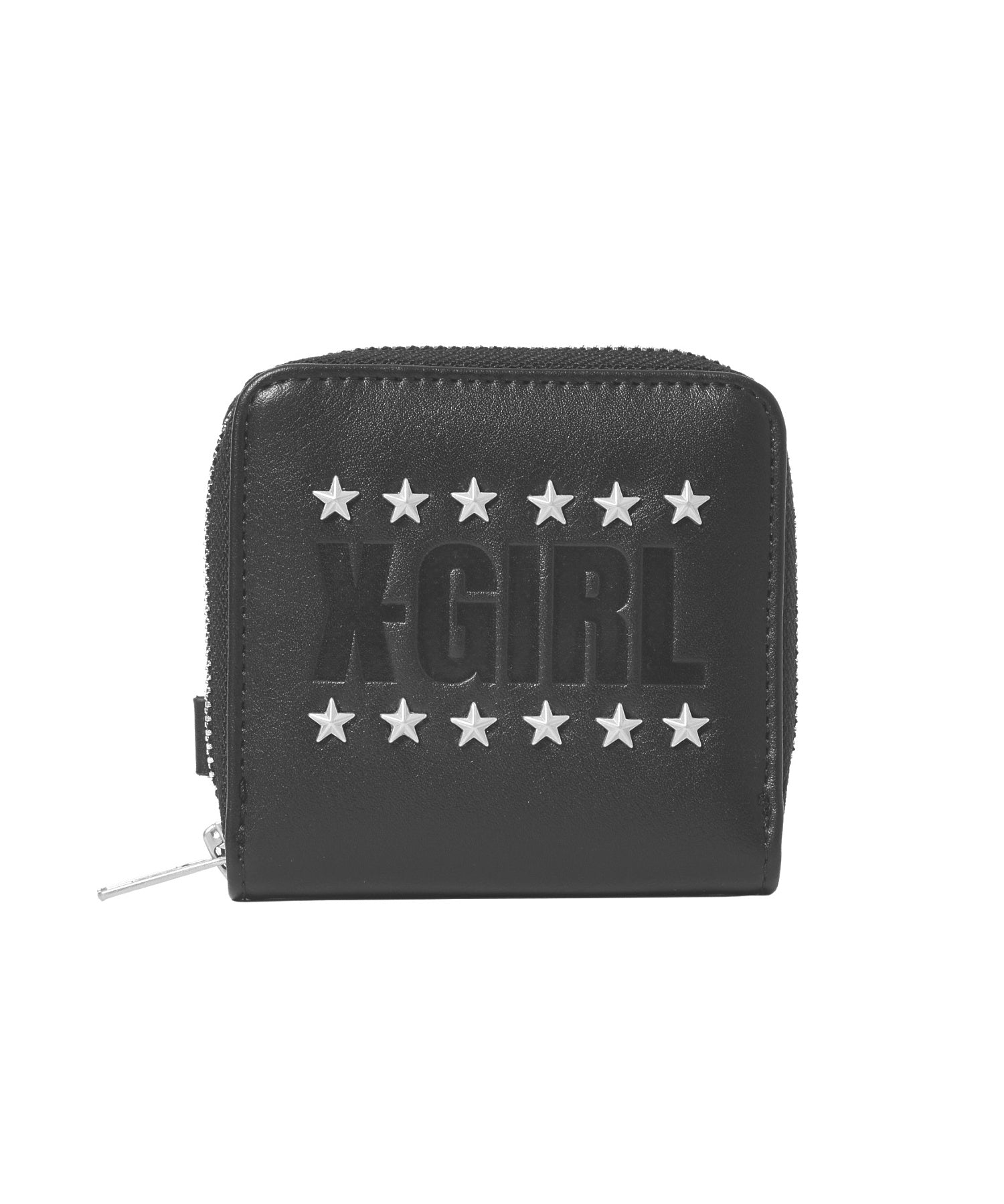 LOGO AND STAR STUDDED FAUX LEATHER MINI WALLET