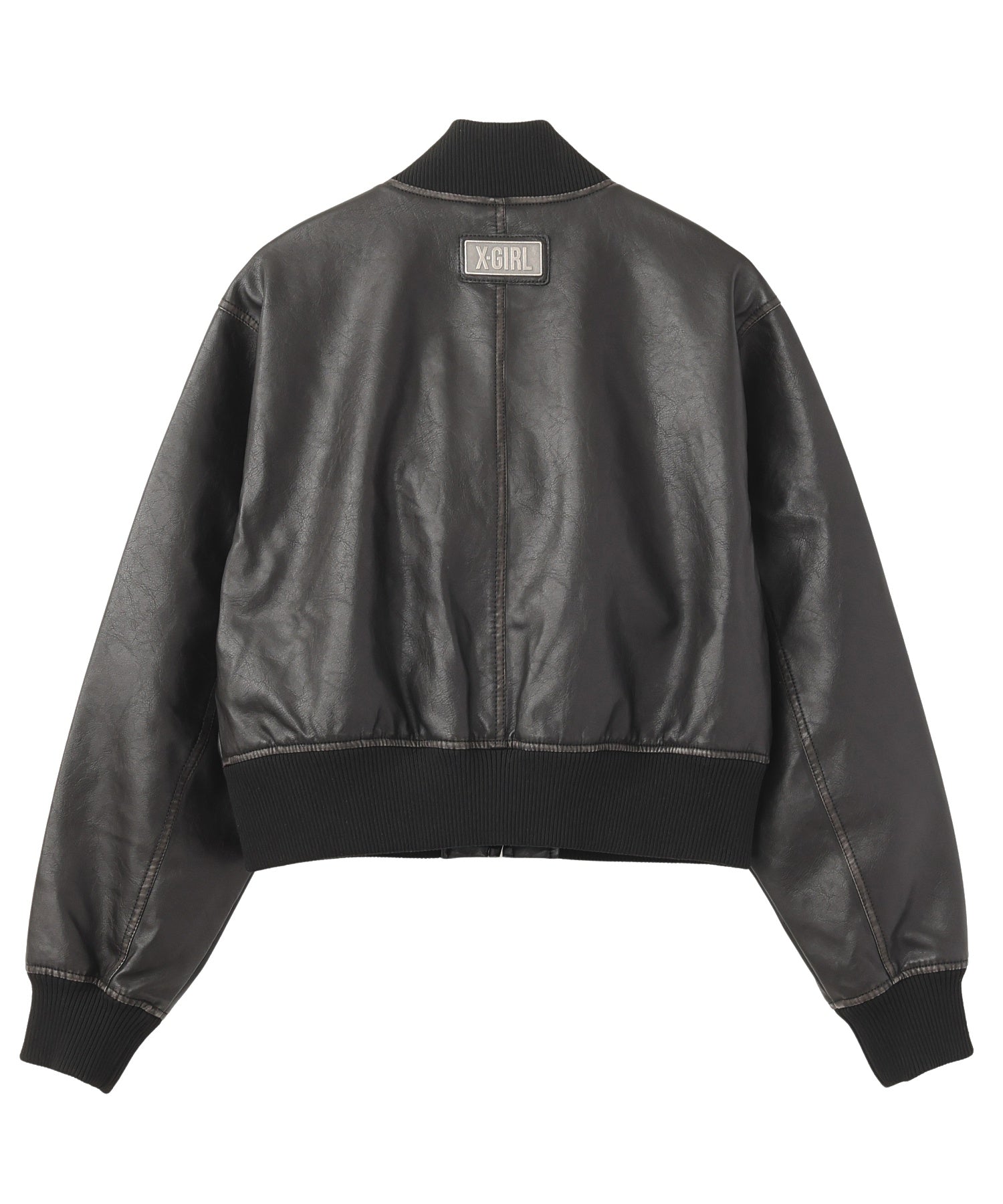 DISTRESSED FAUX LEATHER COMPACT BLOUSON