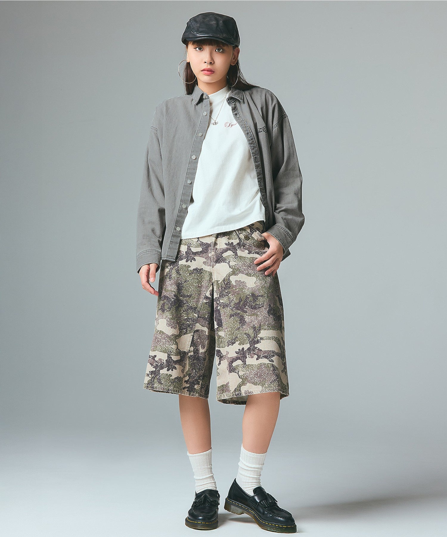 SCRIPT LOGO BLEACHED DENIM SHIRT