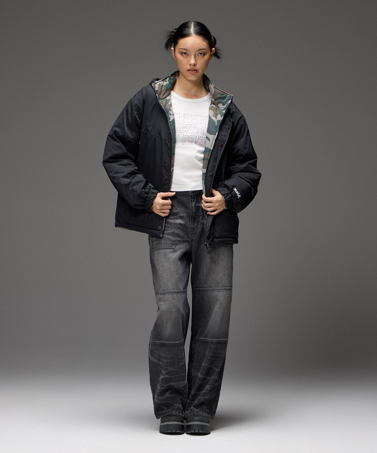 FACE EMBROIDERED PATCH REVERSIBLE JACKET